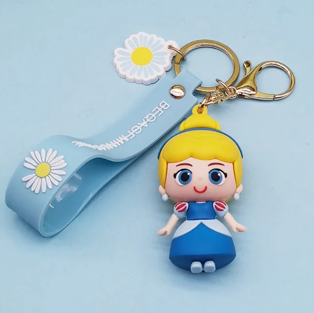 Disney Princess Snow White Elsa Anime Cartoon Pendant Keychain Holder Car  Keyring Mobile Phone Bag Hanging Jewelry Kids Gifts