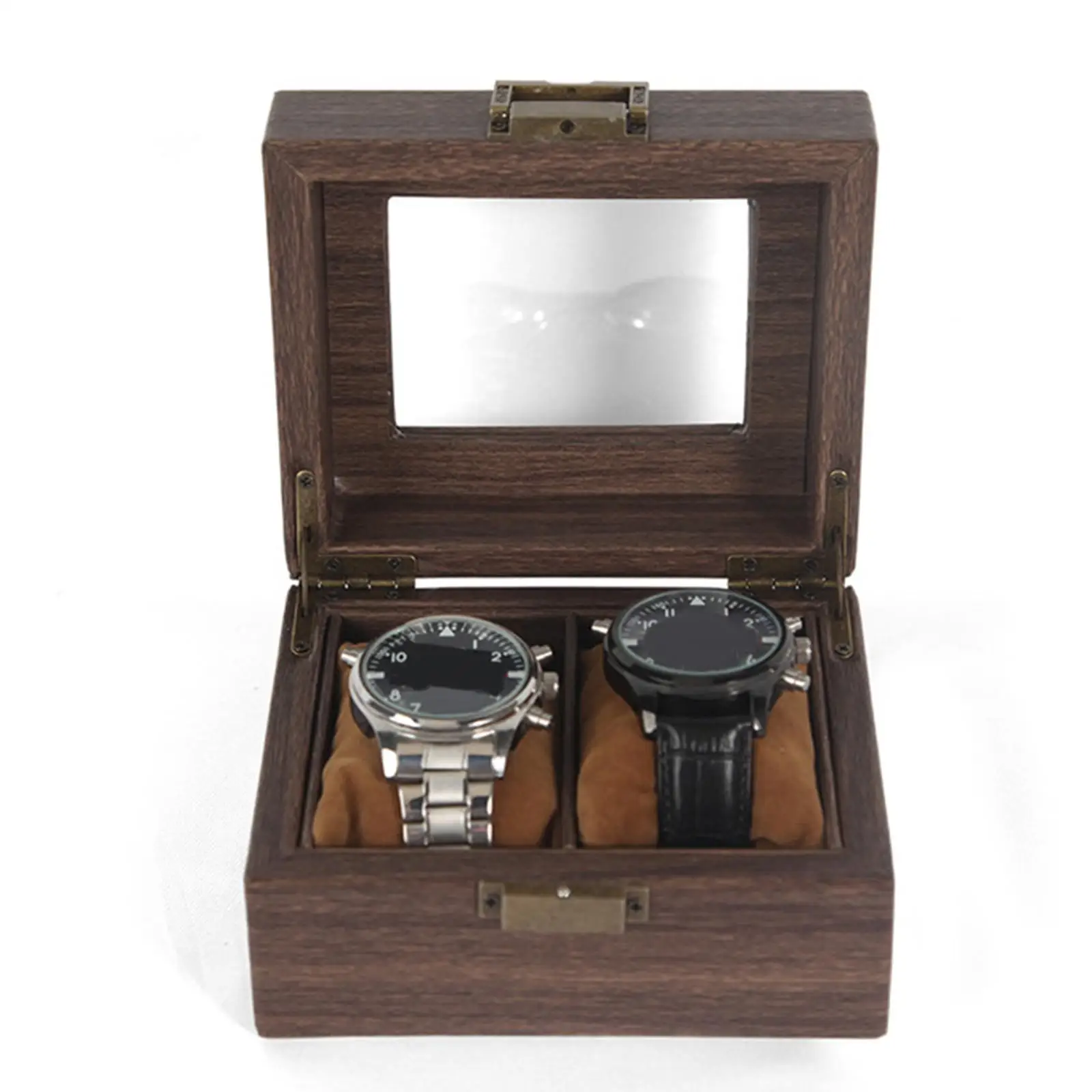 Watch Display Case Portable Wooden W/ Jewelry Organizer for Gifts