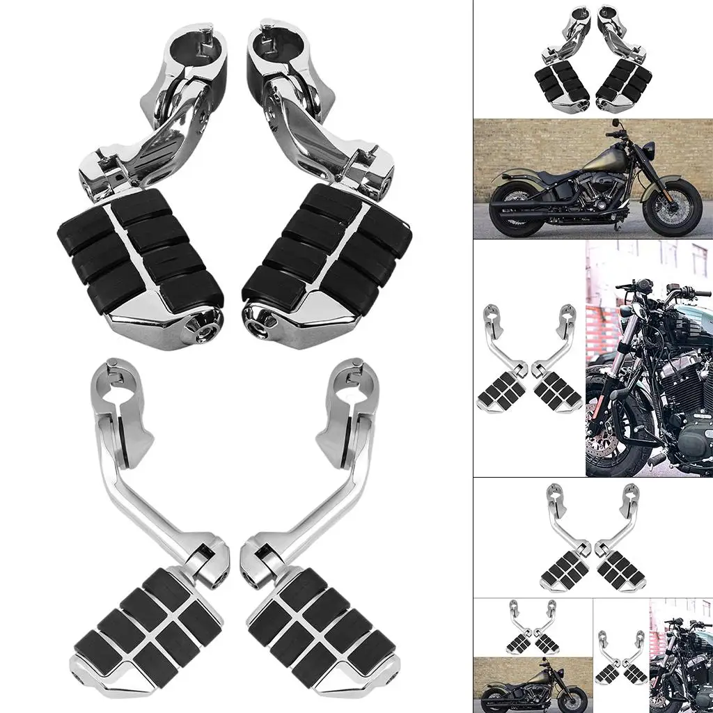 Long Highway Foot Pegs Replacement 1-1/4inch 32mm Long Angled with Mounting Clamps Engine Guard Foot Pegs Kit ,universal , 