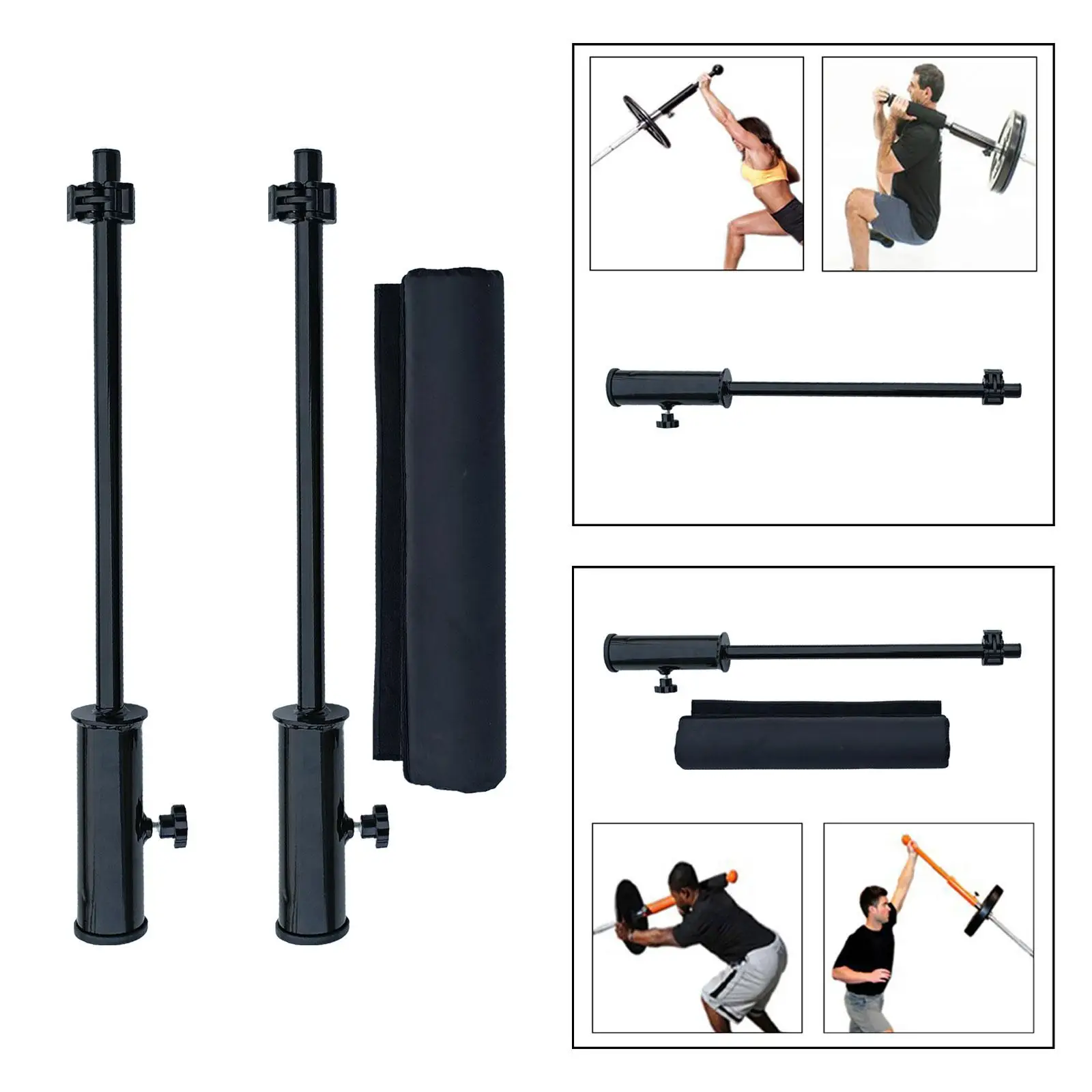 Fitness Barbell Bar Insert Row Attachment Muscles Squats Hamstrings