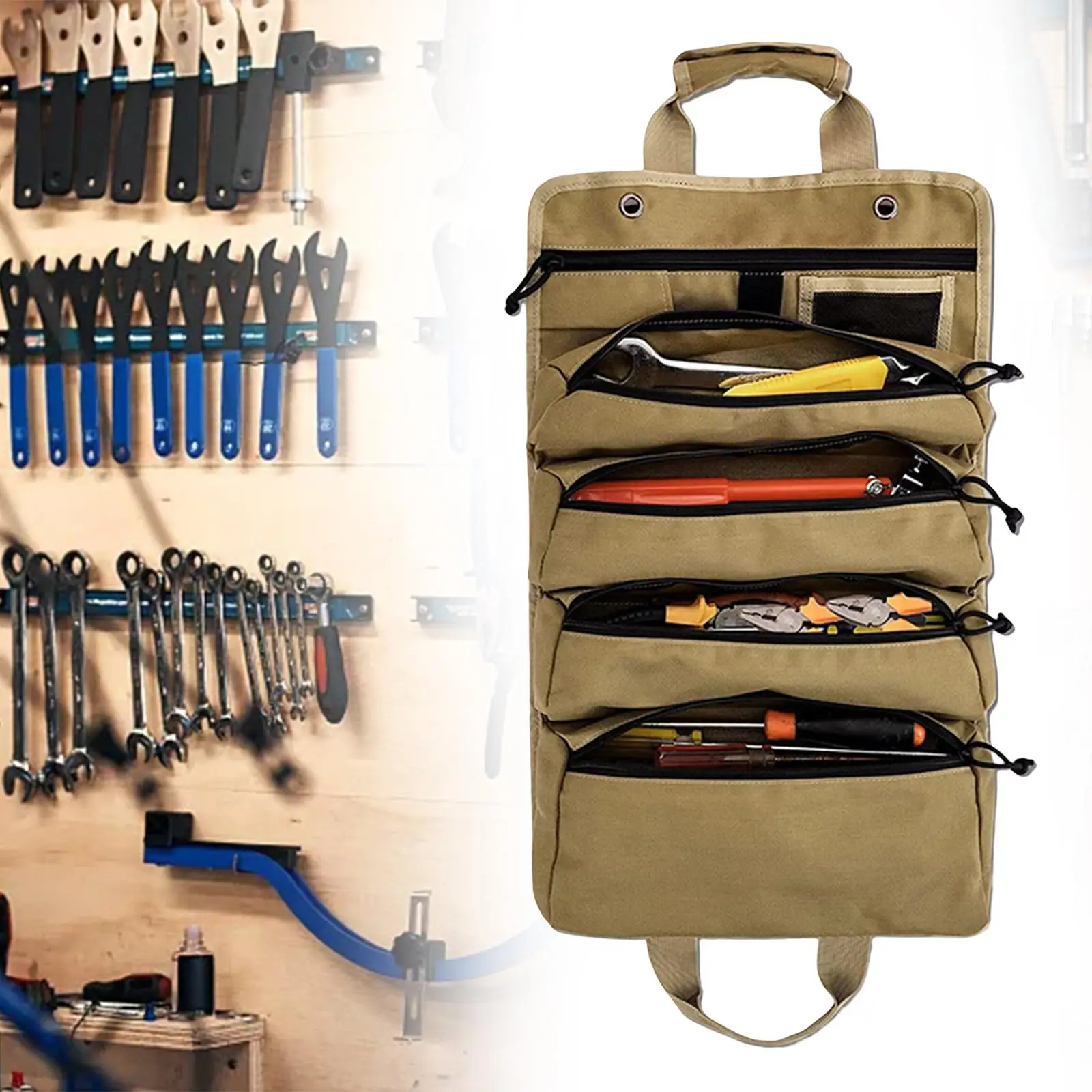 Roll up Tool Bag Organizer with 5 Different Pouches emergency set Tool Bags