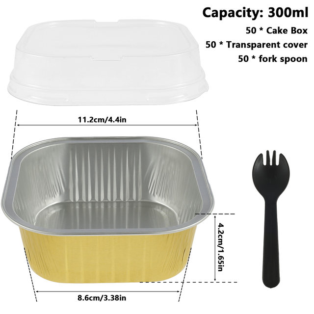 150Pcs Aluminum Foil Cupcake Cups with Lids Spoons Non-Stick Foil Baking  Cups 150ml Square Cups Heat Resistant Utility Container - AliExpress