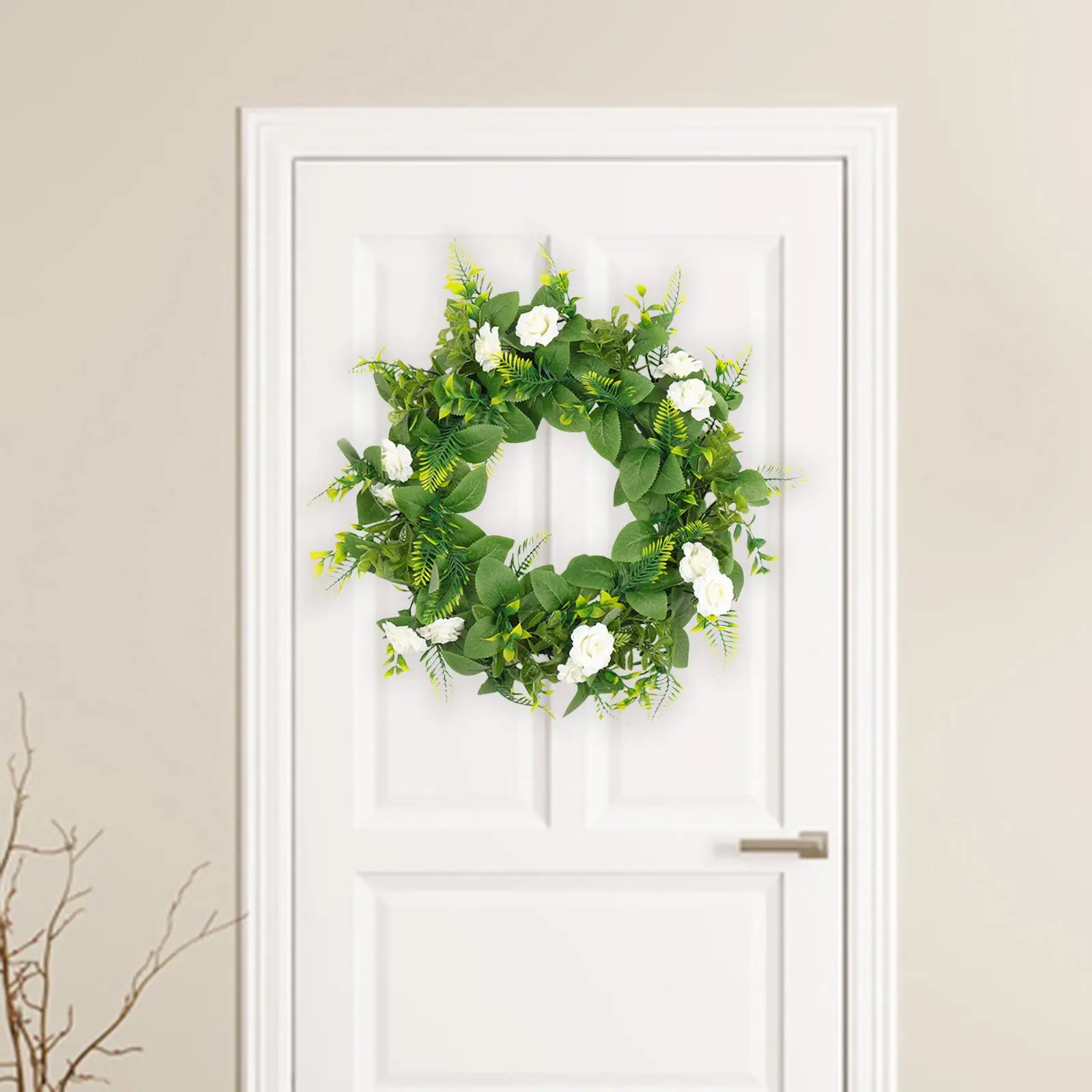 17.7in Front Door Wreath Bouquet Artificial Flowers Garland Greenery Leaves for Backdrop Wall Holiday Festival Decoration