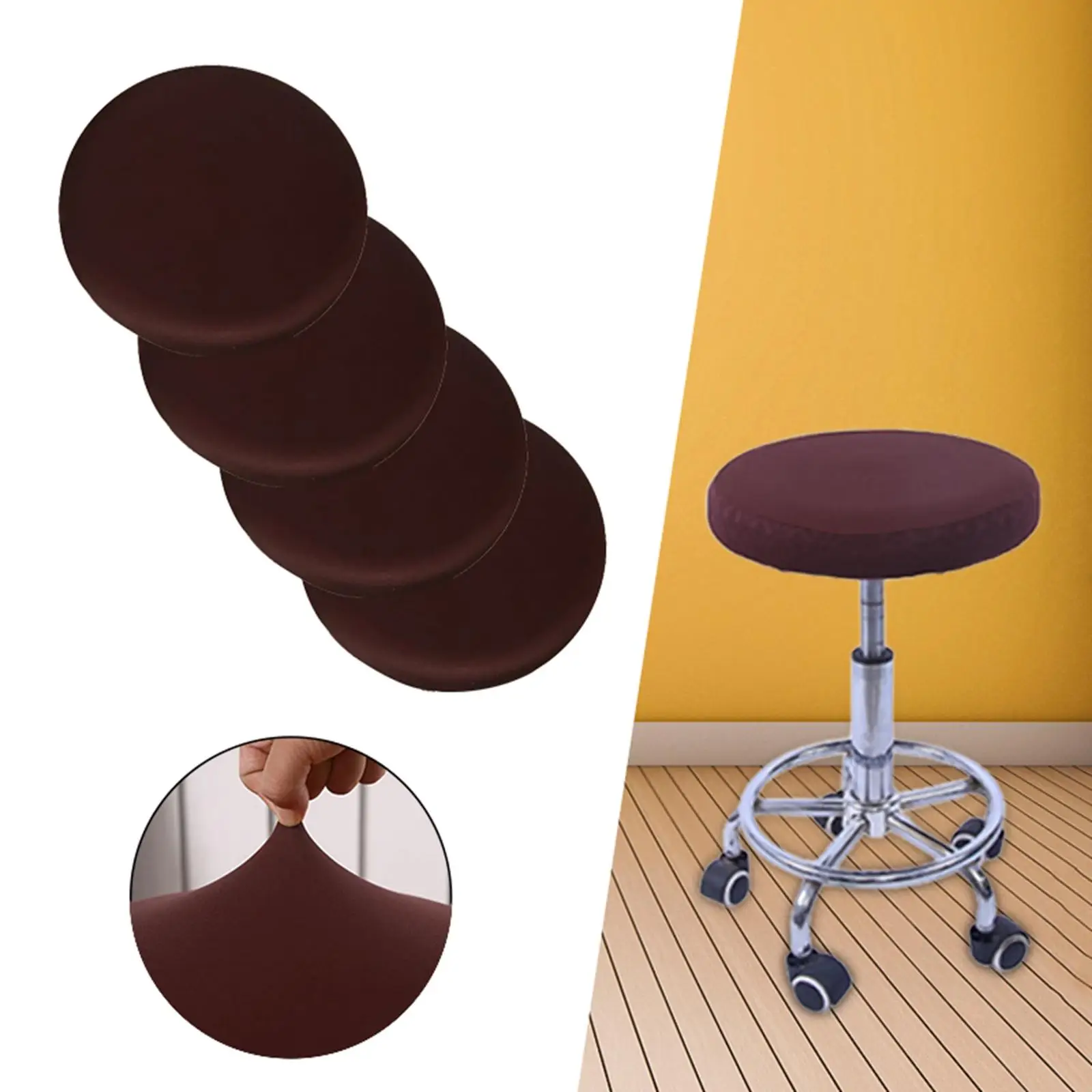 2Pcs Barstool Covers Round Washable Durable  Soft Elastic Polyester Stool Slipcover Seat Covers for 12-18 Inch  Bar 