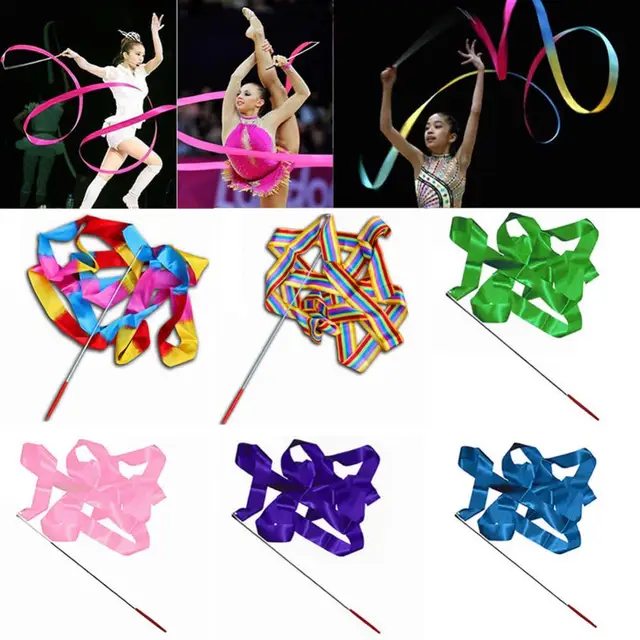 2/4/6 Meters Gymnastics Colorful Ribbons Art Gymnastics Dance Ribbon for  Ballet Dancing Twirling Gymnastics Training Equipment