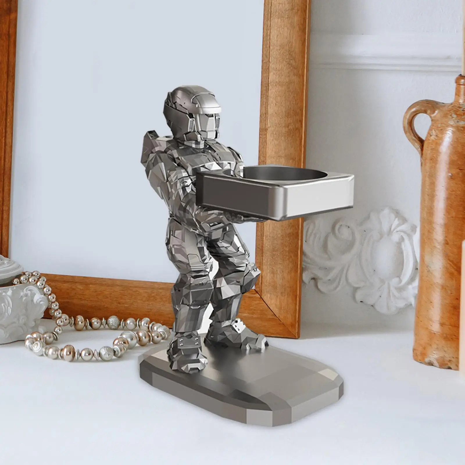 Robot Statue Watch Stand Holder Watch Storage Tray for Bedroom Side Table Modern