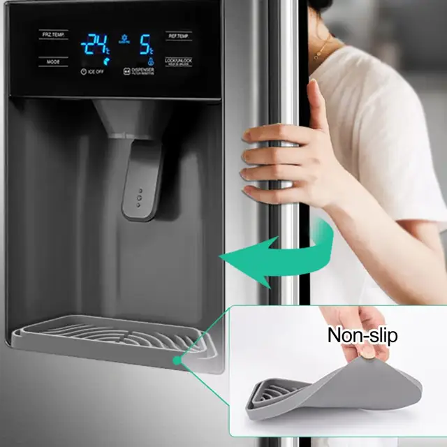 Refrigerator Water Dispenser Drip Tray Silicone Splash Guard Fridge Water Drip Catcher Collector Pan Pad Mat Home Kitchen Supplies, Size: B, Gray