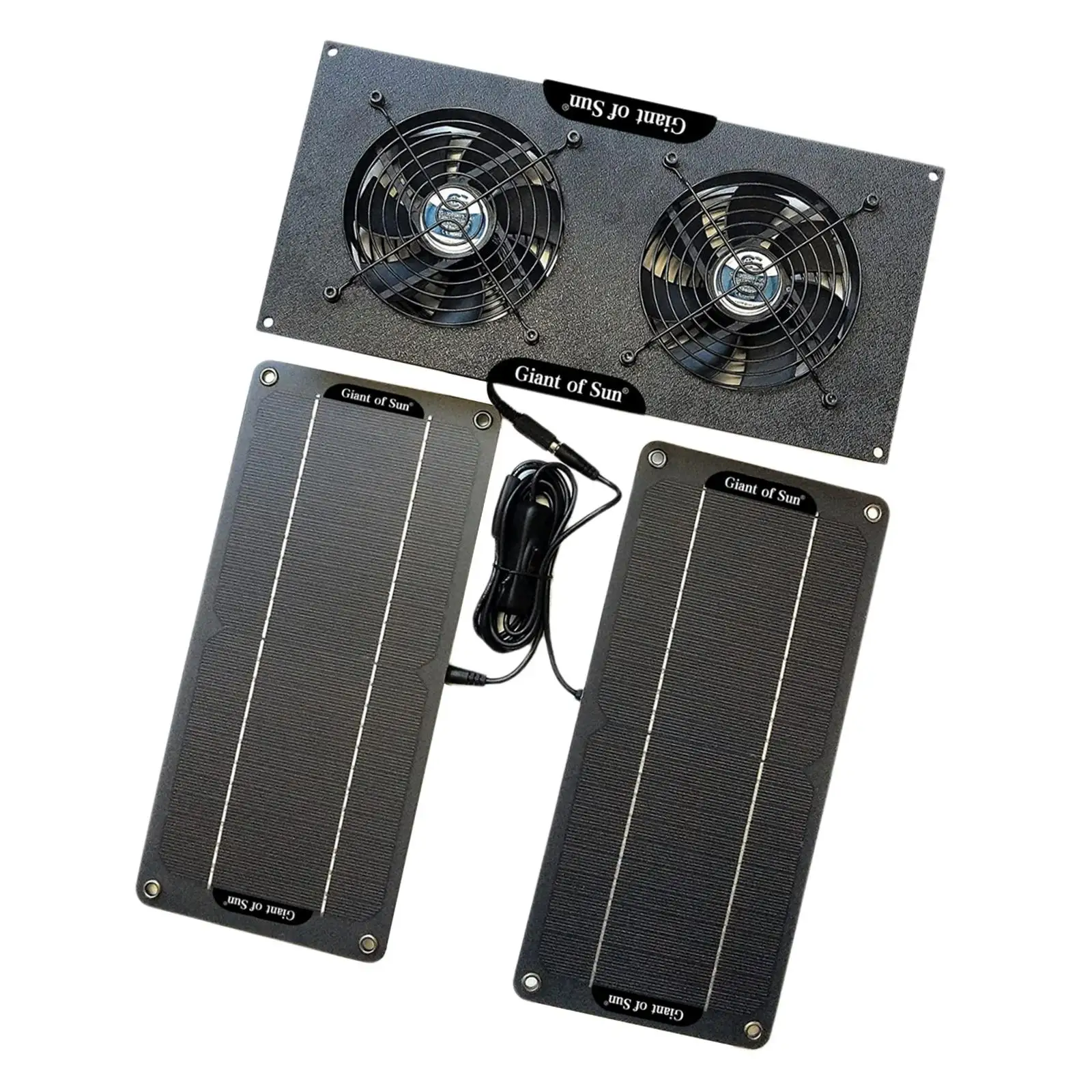 100W Solar Powered Dual Fan Kit for Small Chicken Coops, Greenhouses, Doghouses, Sheds, and Other Enclosures