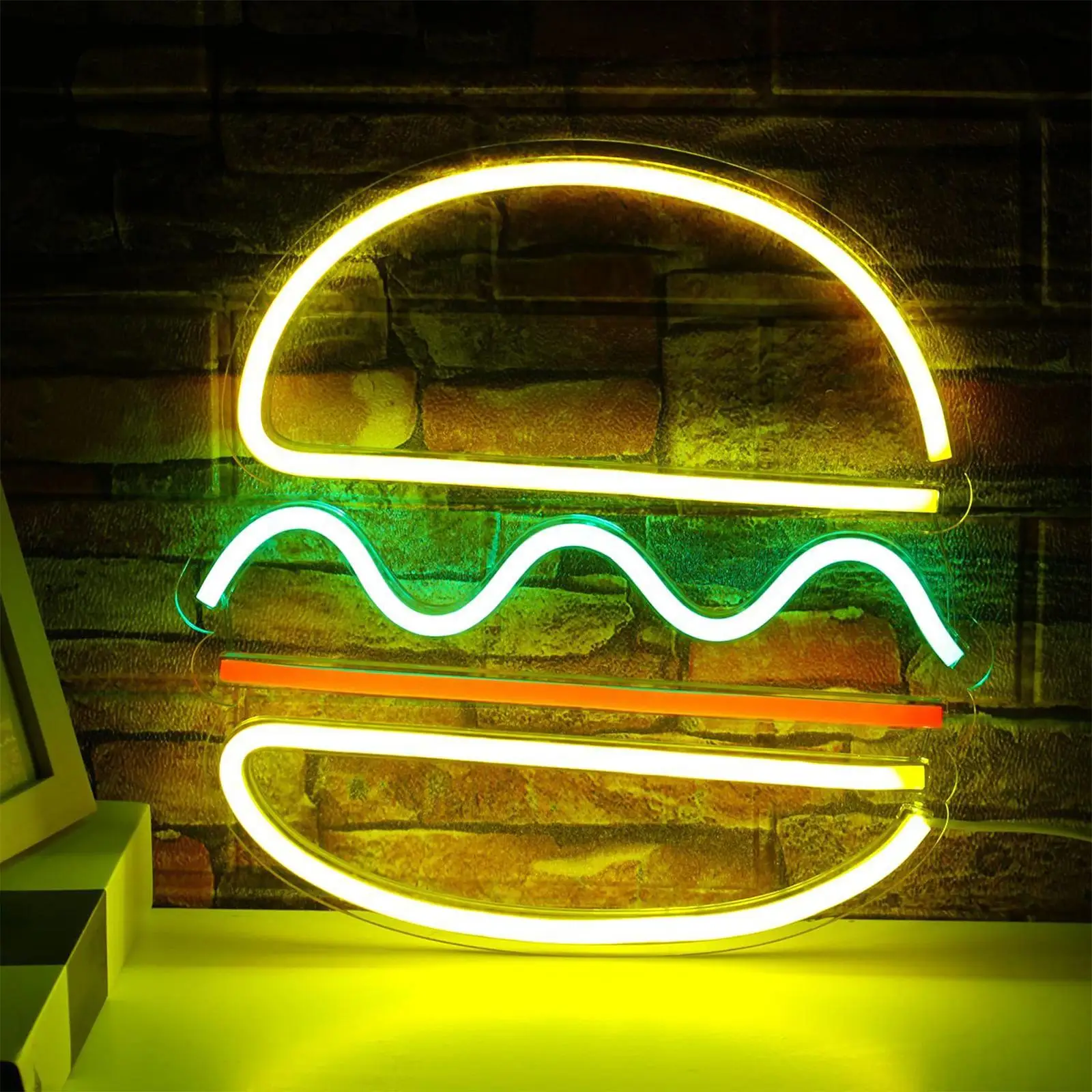 Hamburger Neon Sign Neon Light Decorative Lights for Shop Restaurant Bedroom