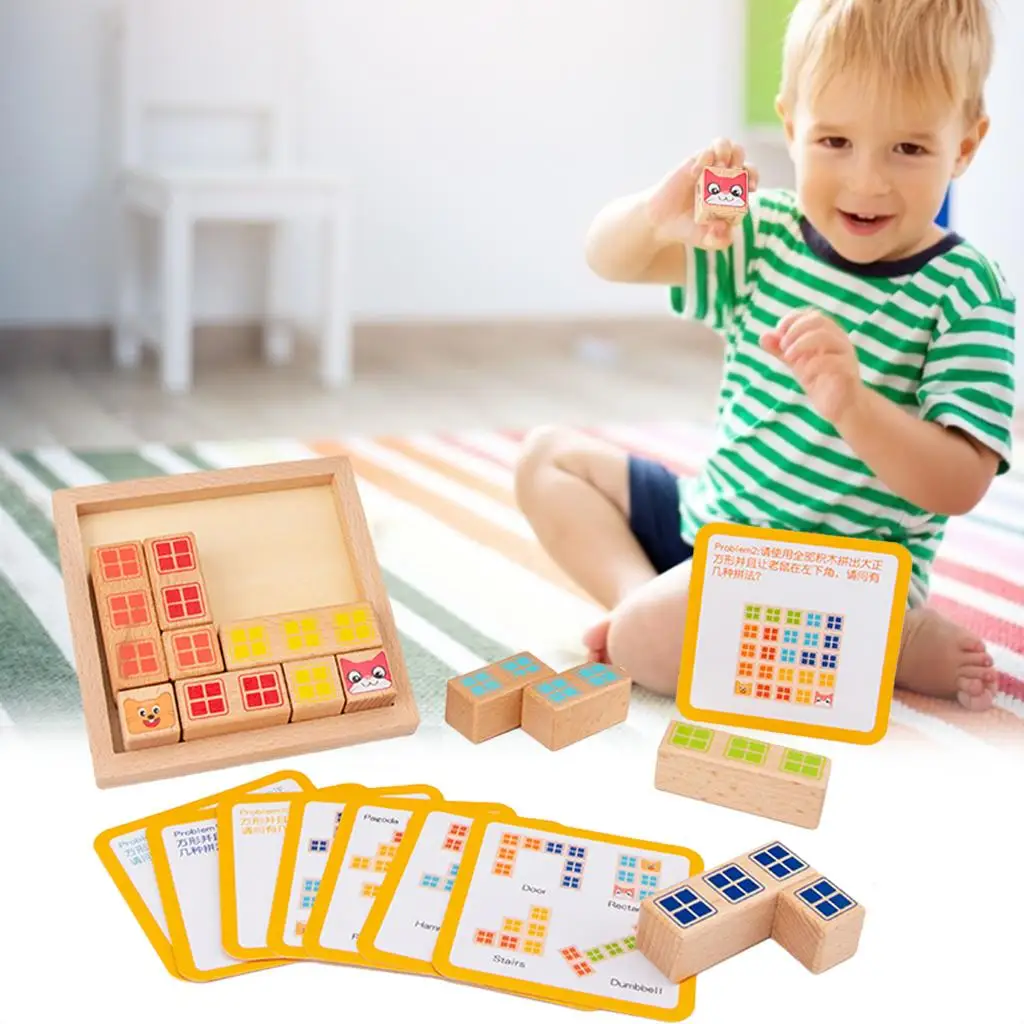 Wood Education Building Block Pass Through Logic Game Board Game Toy Gifts