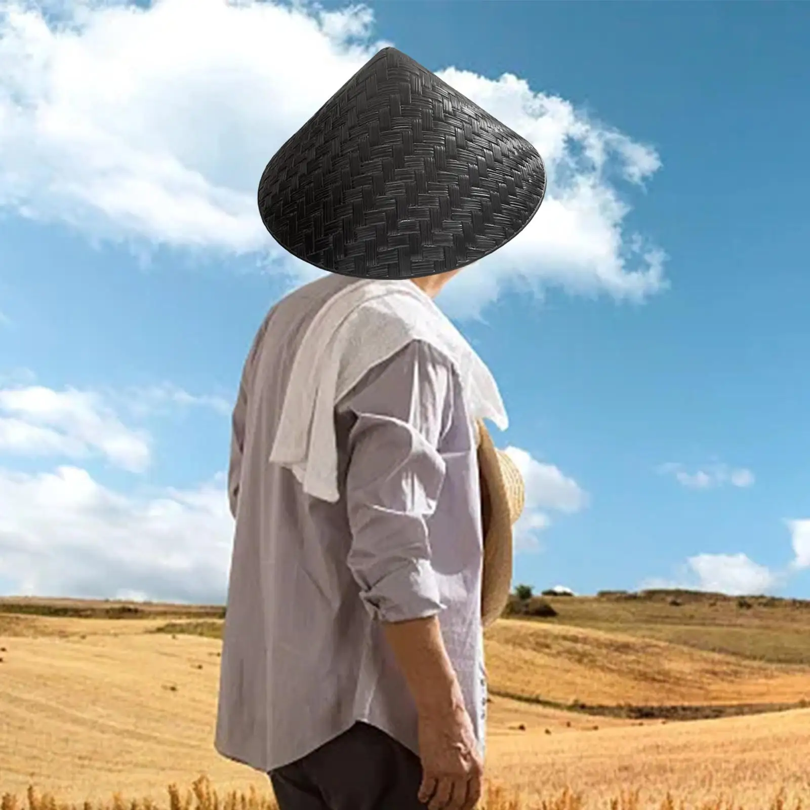 Bamboo Braided Hat Kids Handicraft Weaved Hard Hat Cosplay Knight Rice Paddy Hat for Summer Boys Farming Outdoor Crafting