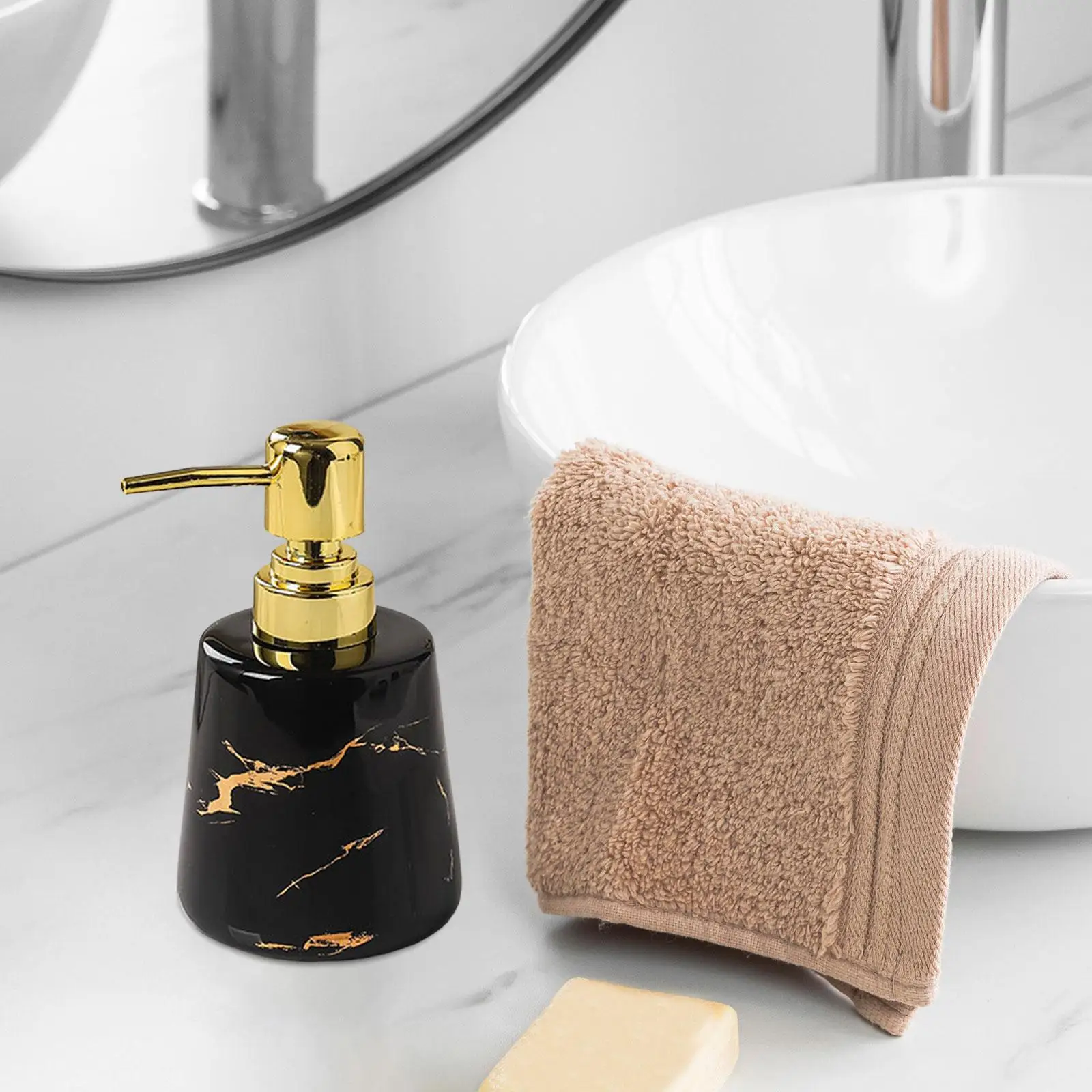 Pump Soap Dispenser Liquid Hand Soap Dispenser Stylish Elegant Sturdy Ceramic Bathroom Liquid Container Refillable for Hotel