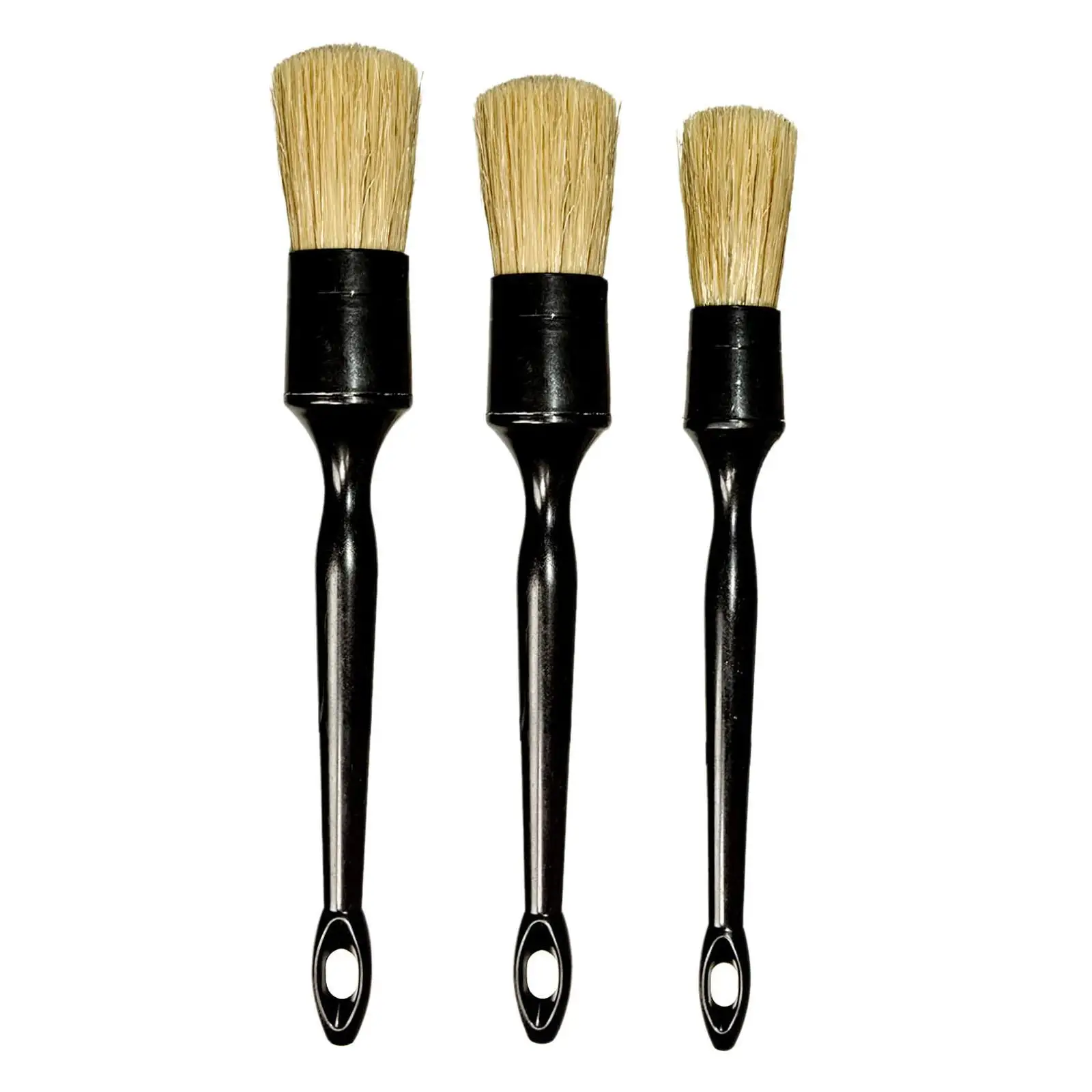 3Pcs Auto Detail Brush Set Different Size Detail Cleaner Brushes for Wheel Upholstery Lug Nut Cleaning Engine Seat