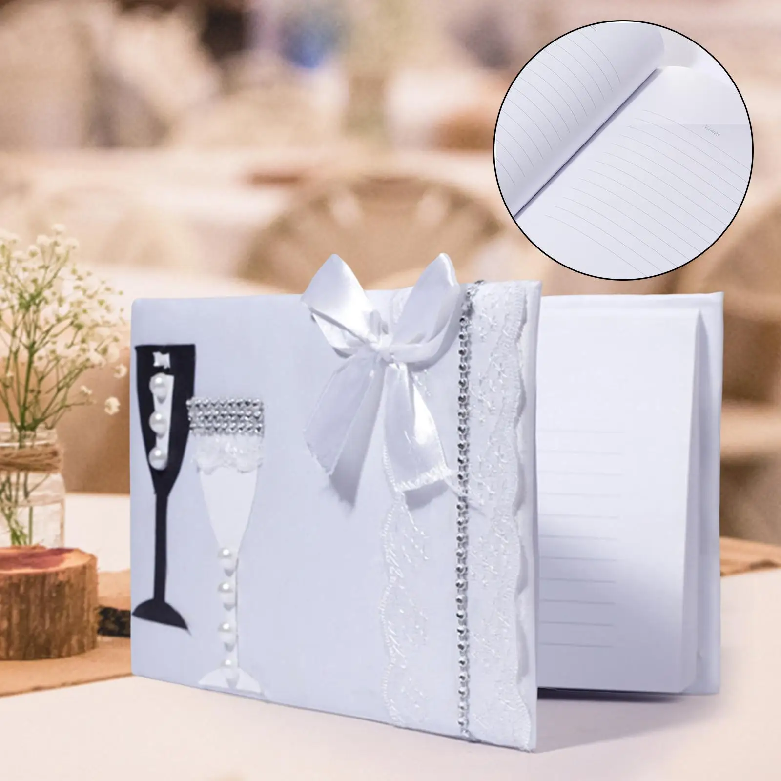 European Wedding Guest Book Visitor Register Sign Portable Guest Book for Bridal Shower