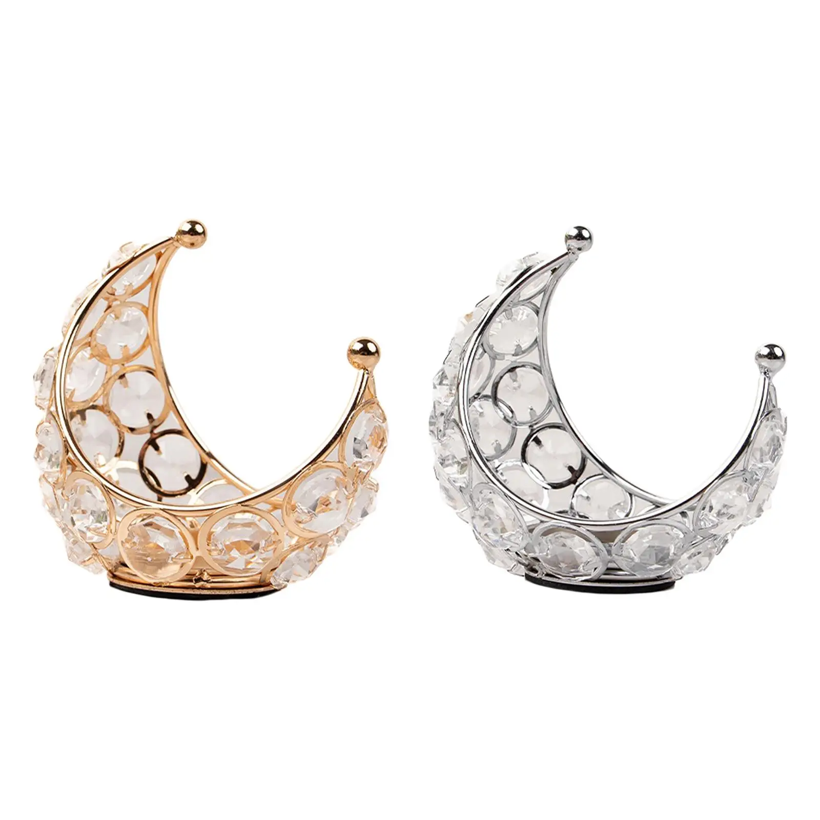 Moon Candle Holder Iron Candlestick Elegant Tealight Candle Holder Candle Stand for Christmas Dining Table Desktop Bedroom Decor
