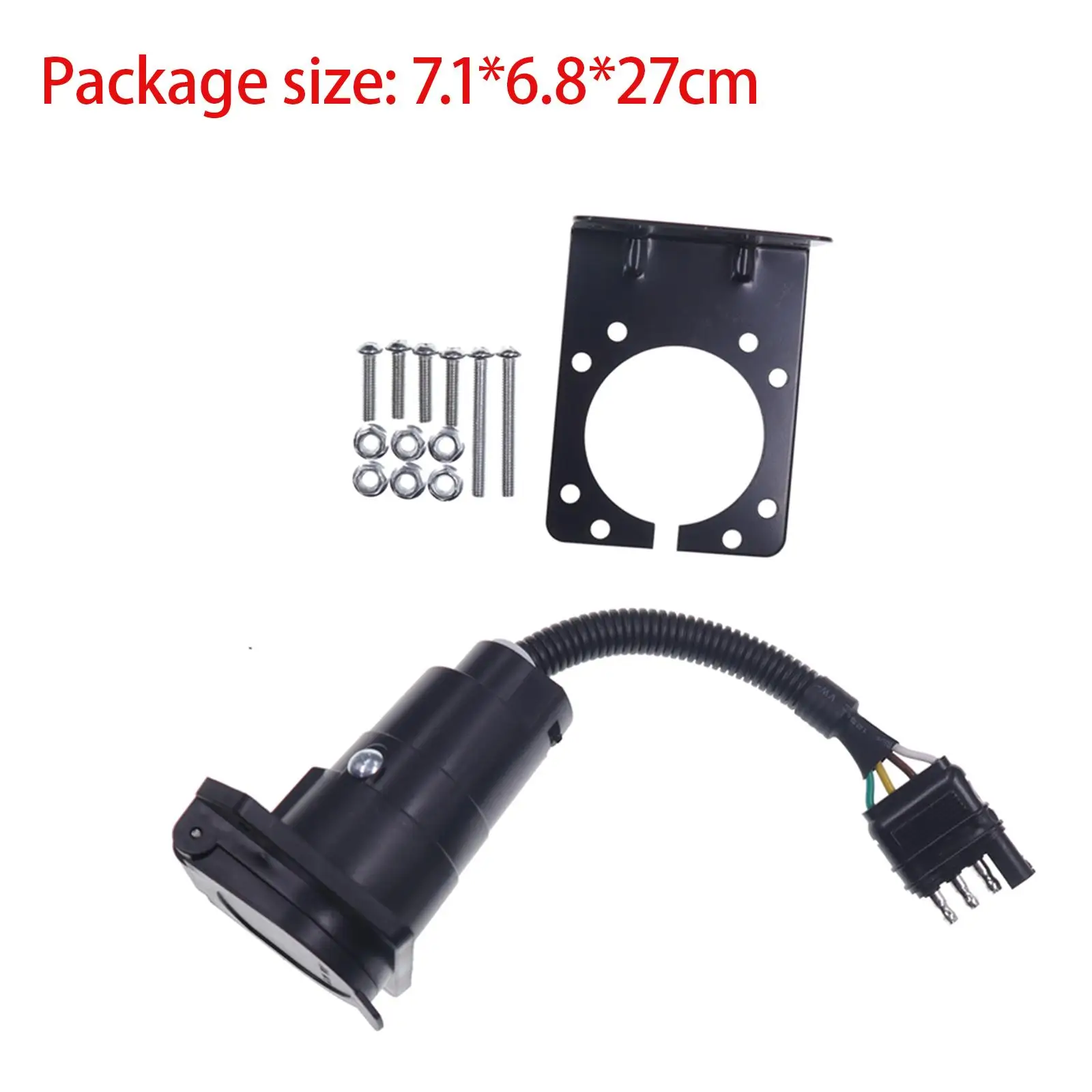 Trailer Adapter Plug 4 Pin to 7 Pin Trailer Connector Cable Dustproof Cover for Tractor