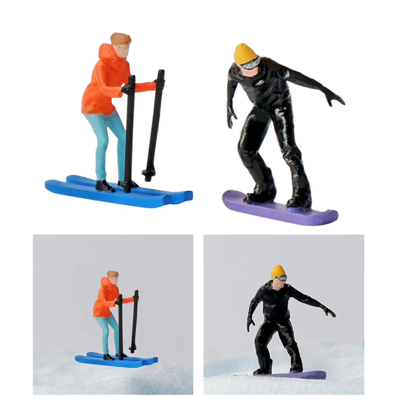 Skiing Model People Figures Simulation Figurines Realistic Figures Ornament for DIY Scene Dollhouse Sand Table Layout Decoration