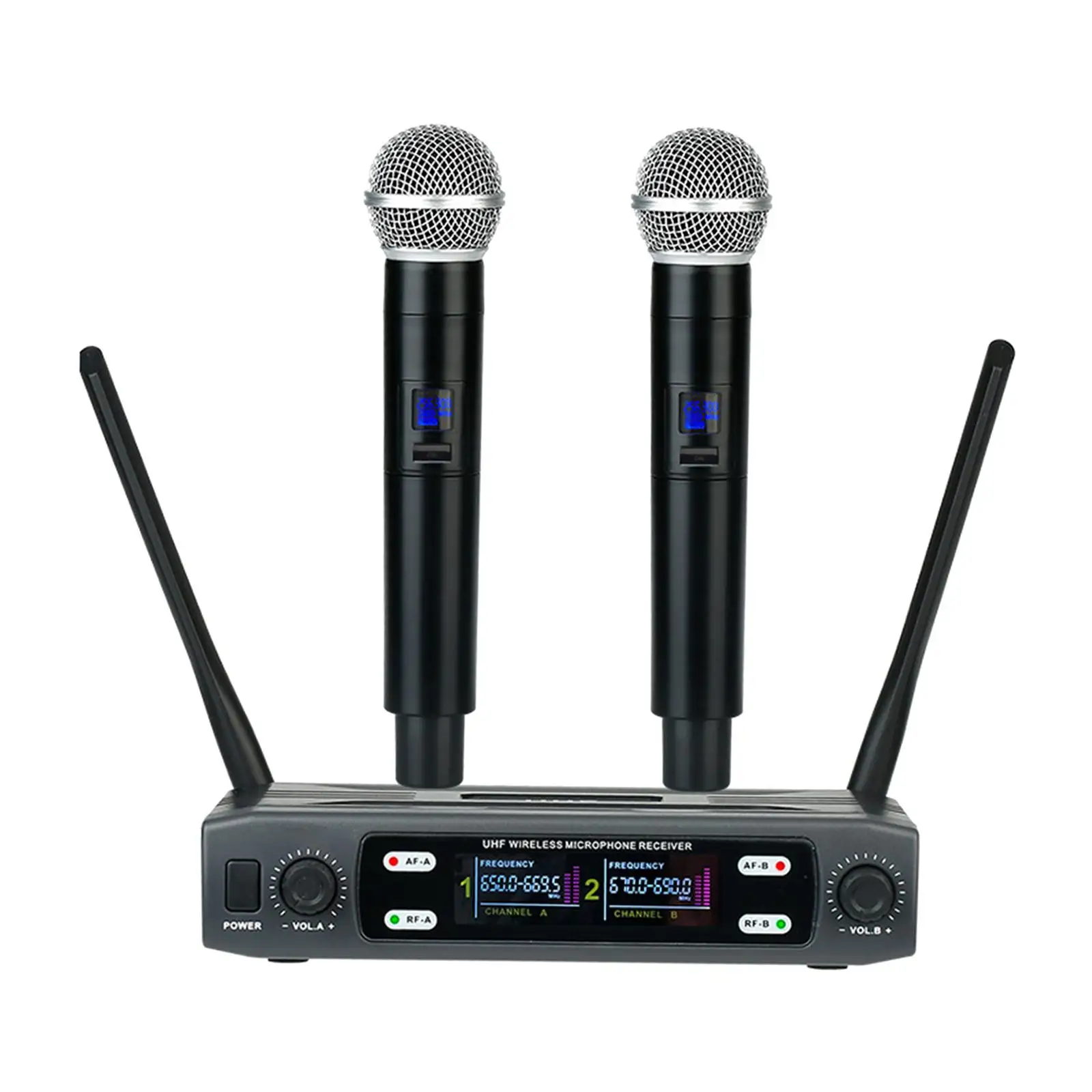 Dual Microphone System Cordless Dynamic Mic High Performance Dual Wireless Mic for Meeting Band Home Singing Speech