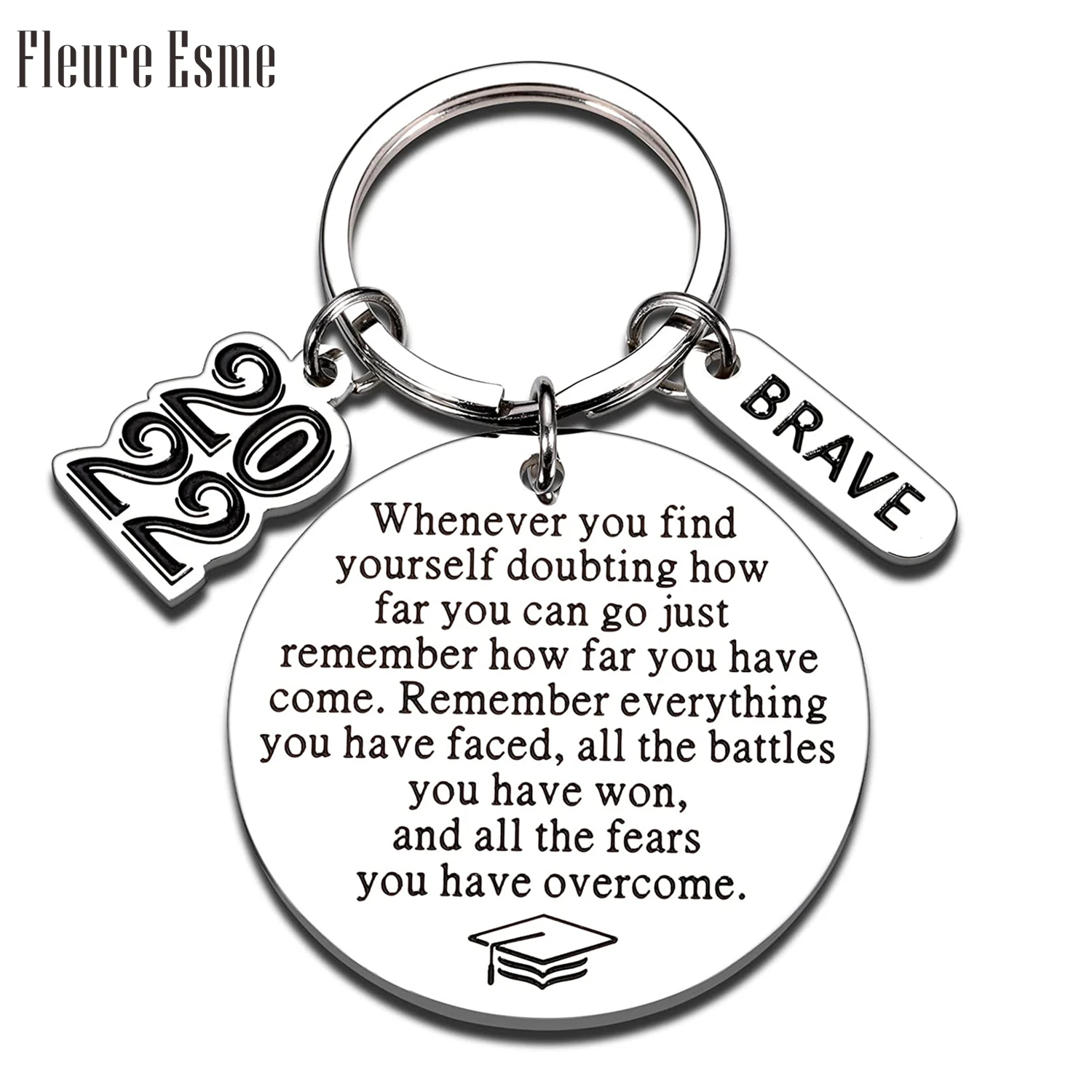 Class of 2021 Graduation Gifts Engraved Mantra Inspirational Keychain High School College Graduation Gifts for Her Him Box and Card for College Senior Graduate 