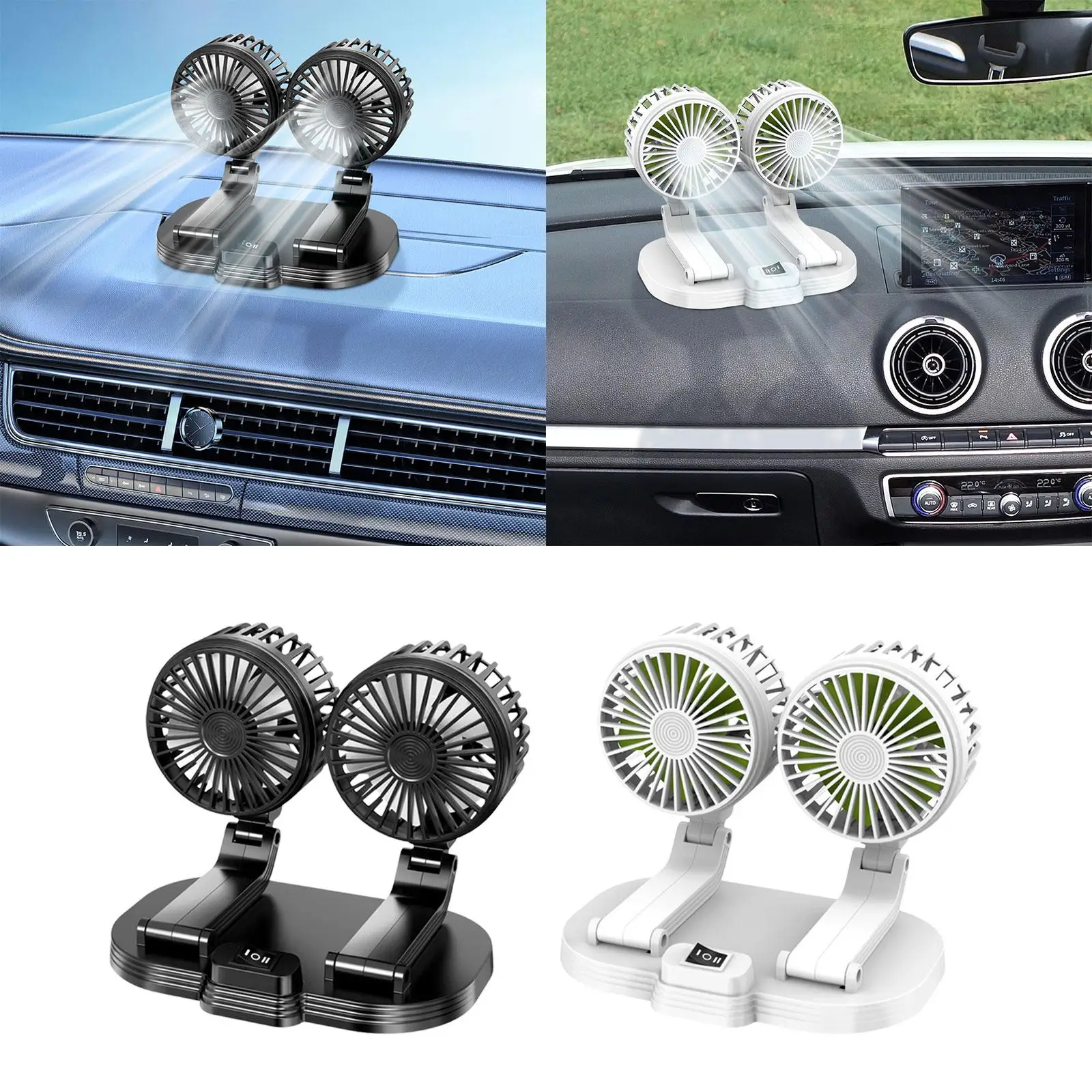 Car Head Fittings Auto Cooling Fan for Dashboard RV Automotive