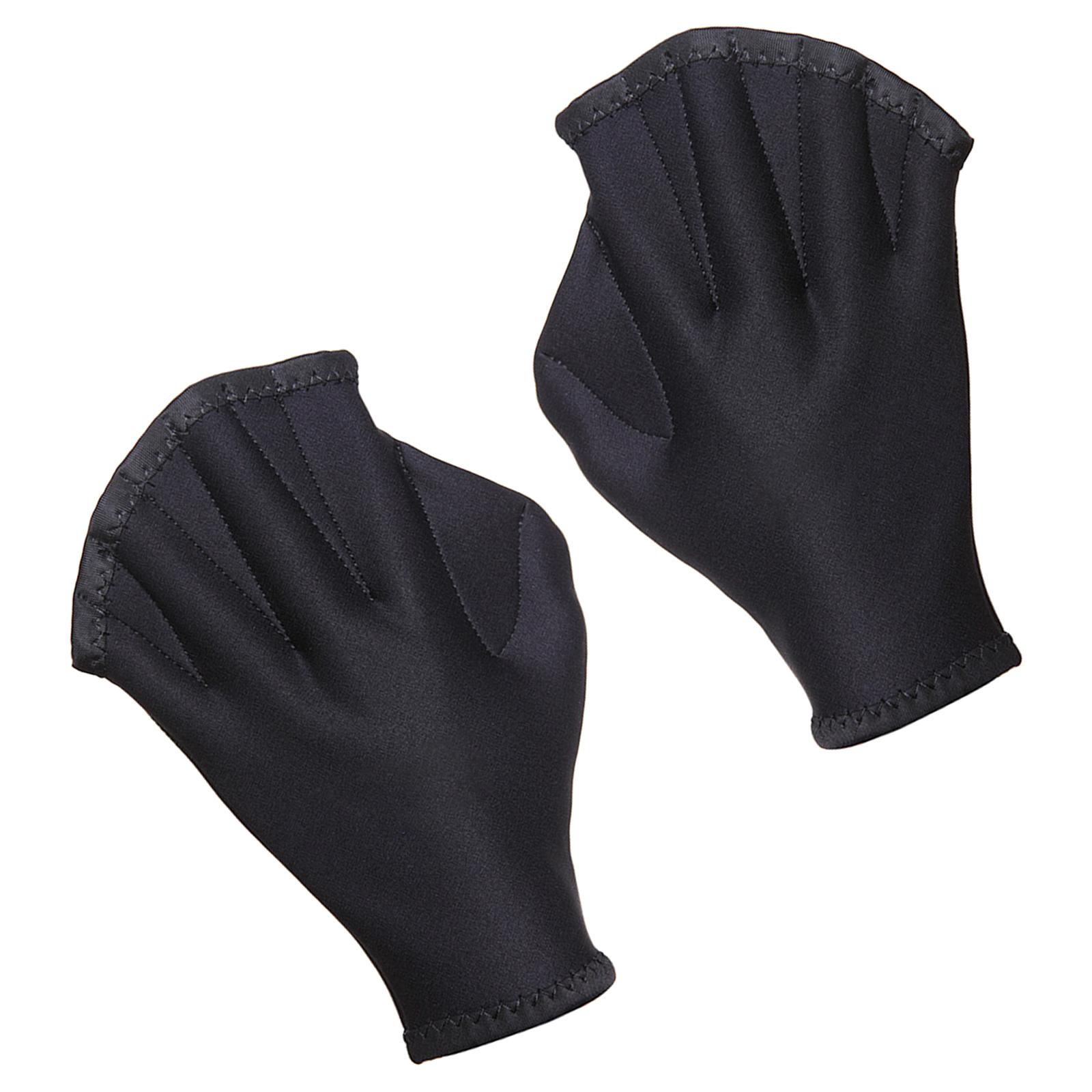 1 Pair Aquatic Swimming Gloves , Webbed Fingers Fitness (Black) for Exercise Training