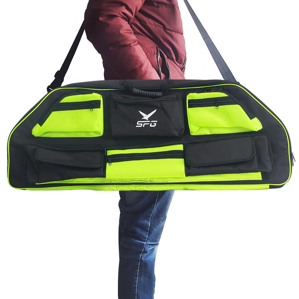 Archery Compound Bow Bag Case Heavy Duty Adjustable Shoulder Strap & Pockets Outdoor Hunting Compound Bow Case Bow Holder Bag