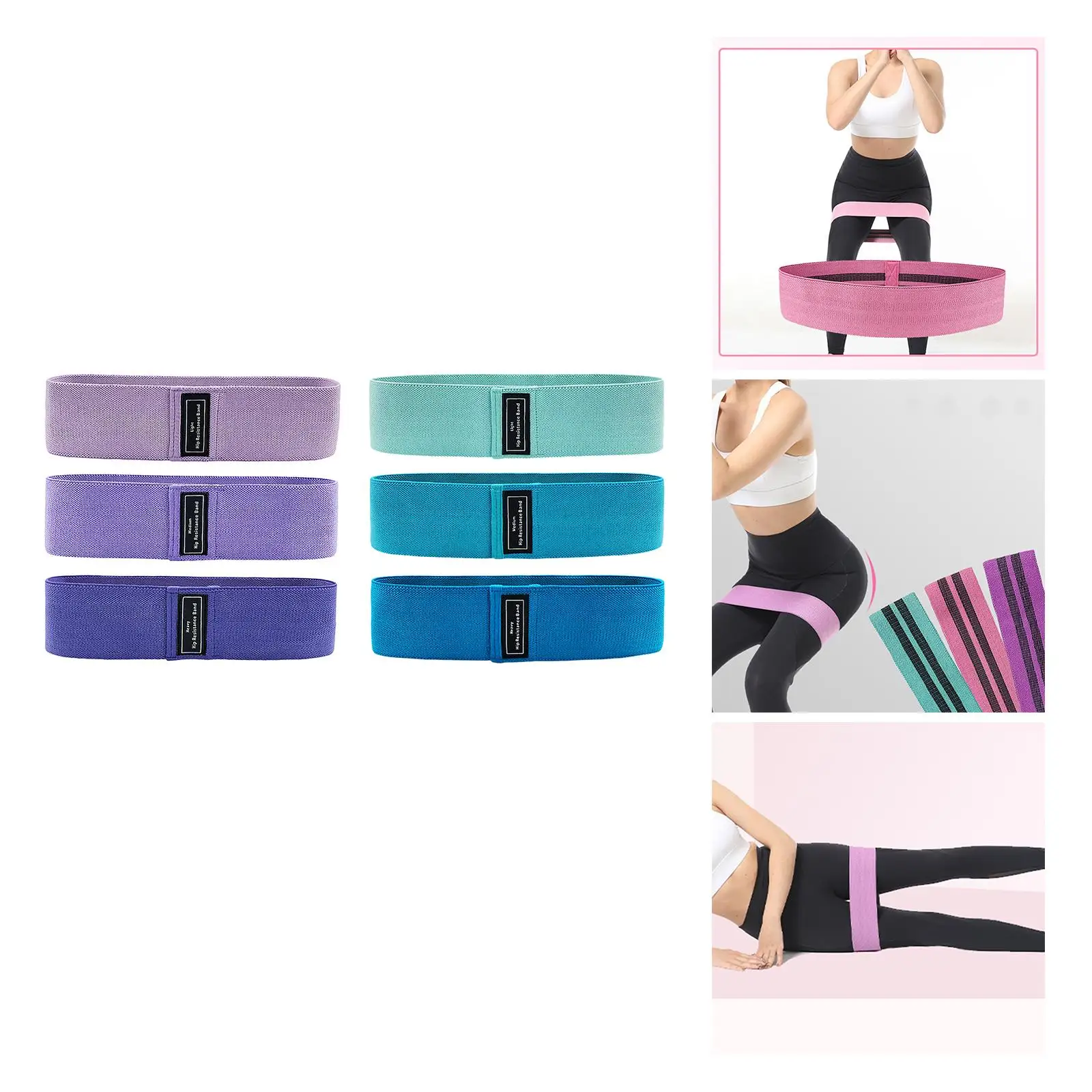 3x Resistance Bands Set Gym Stretch Straps Non Slip 3 Levels Workout for Women Men Thigh Leg Strength Training Fitness