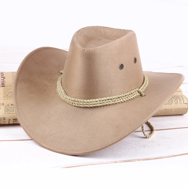 Vintage Wide Brim Western Cowboy Hat with Rope Windproof for Morning  Workout - AliExpress