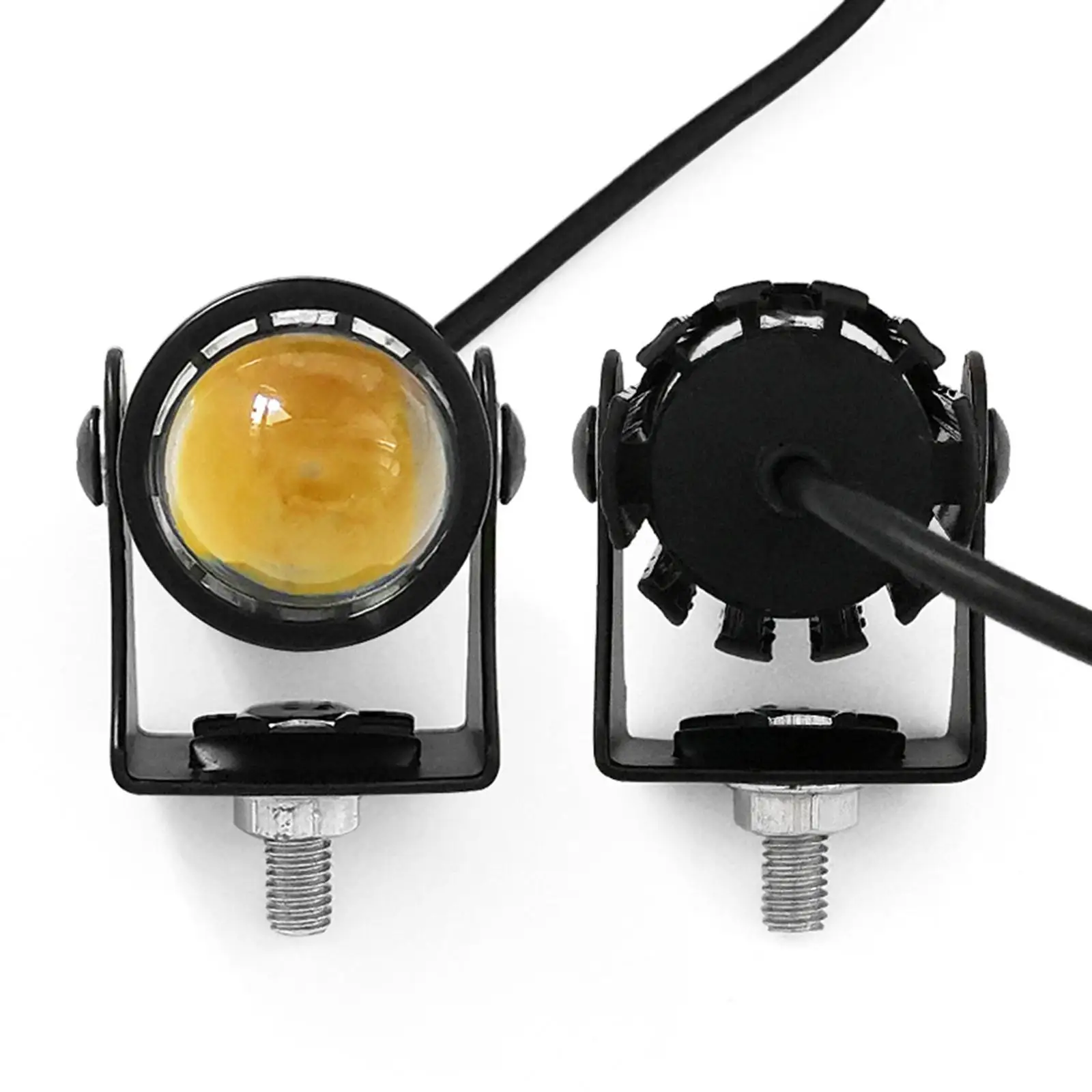 Universal Motorcycle LED Headlight Projector Lens Dual Color ATV Scooter Driving Racer Light Auxiliary Spotlight Lamp