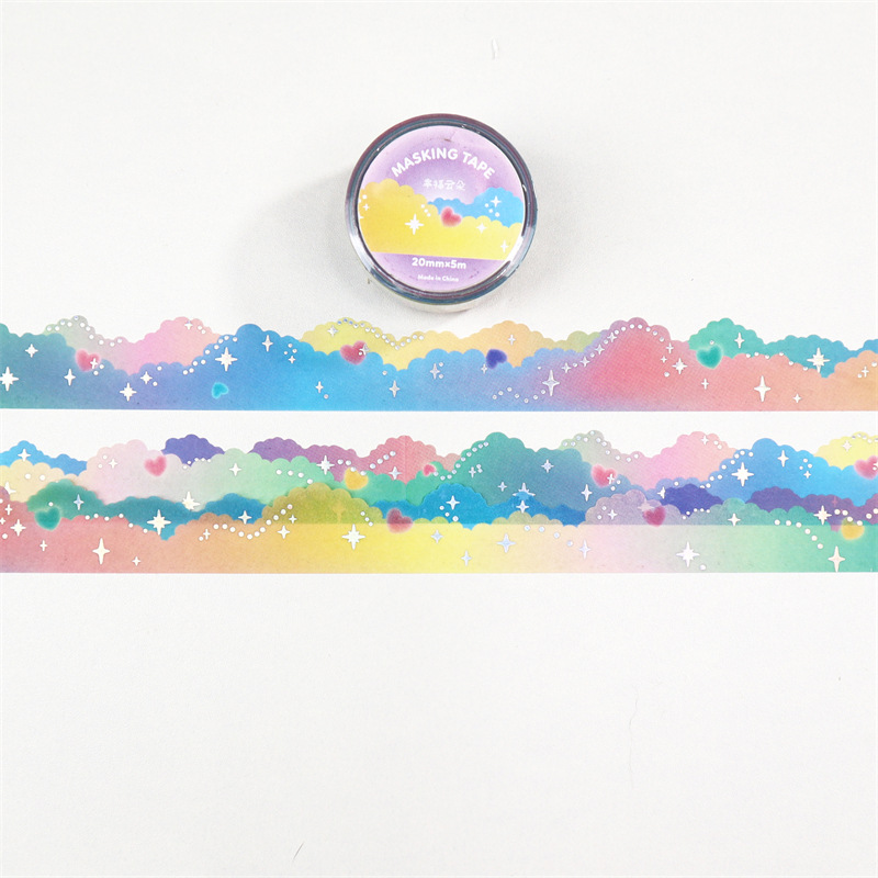 Kawaii stars moon clouds Decorative Adhesive Tape Hot silver Masking Washi Tape Diy Scrapbooking Sticker Label korean Stationery 11 S260ec0e928774c188dab50919758a3b2f