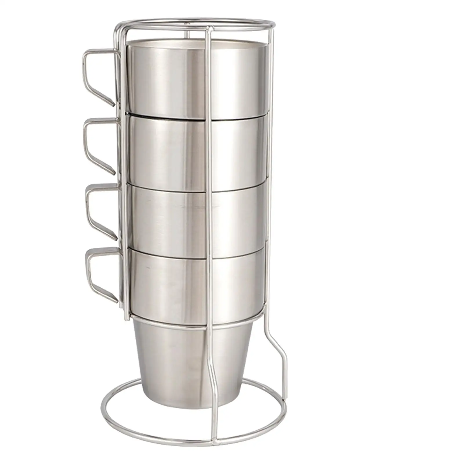 Coffee Cups Double Layer with Iron Frame for Home Hiking 301-400ml for Ice Drinks/Hot Beverage