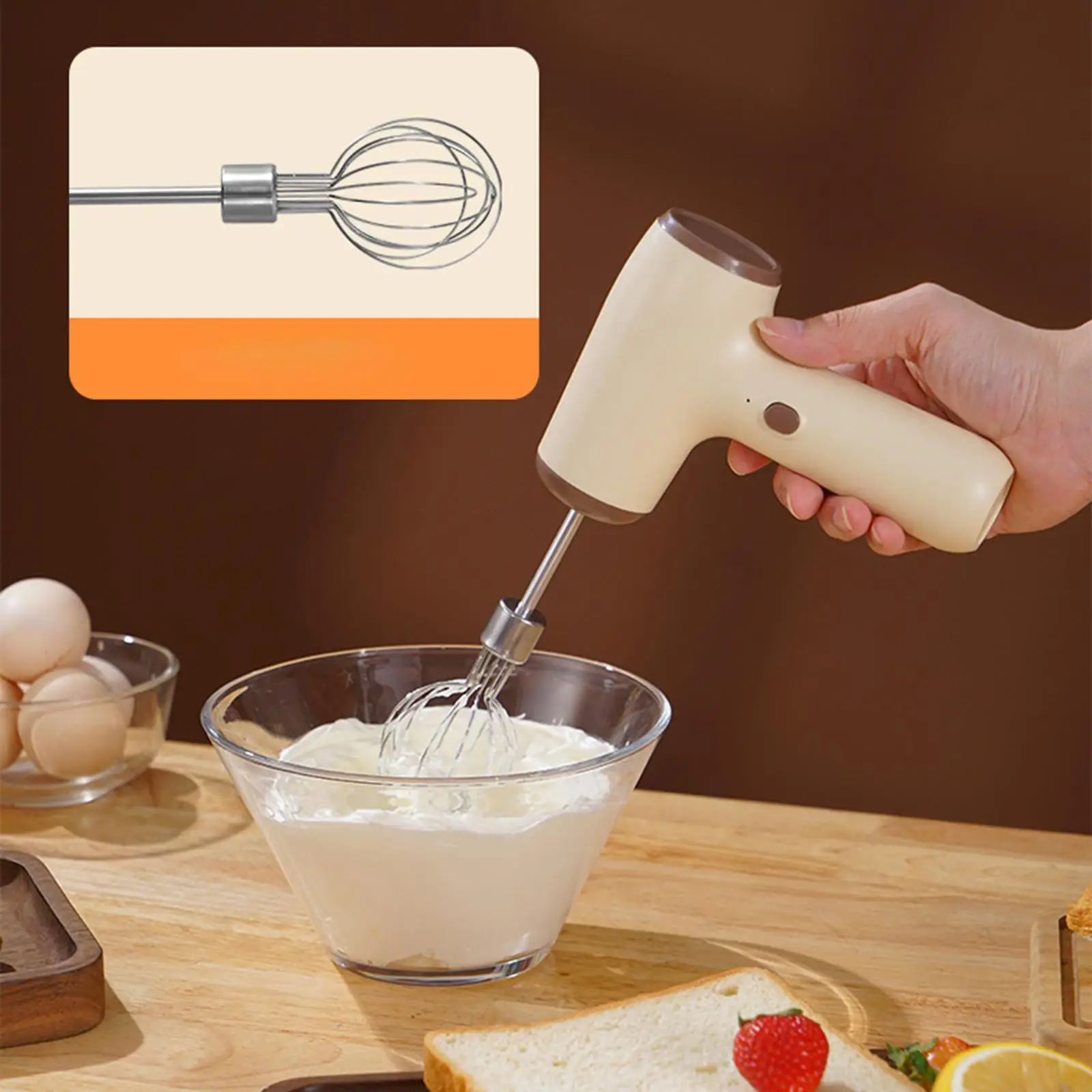 Electric Mixer Portable Food Mixers Handheld Blender 2 Mixing Head Rechargeable Whisks Dough Stirrer Egg Beater Home Appliance