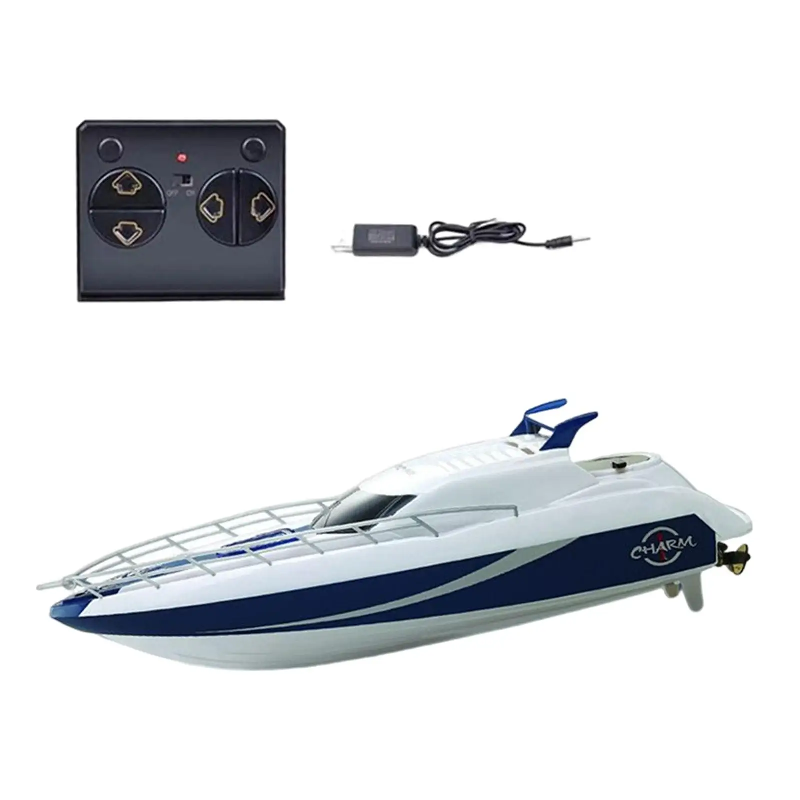 Portable Remote Control Boat Speedboat USB Rechargeable RC Boat Warship Model for Beginner Boys Adults Children Birthday Gifts