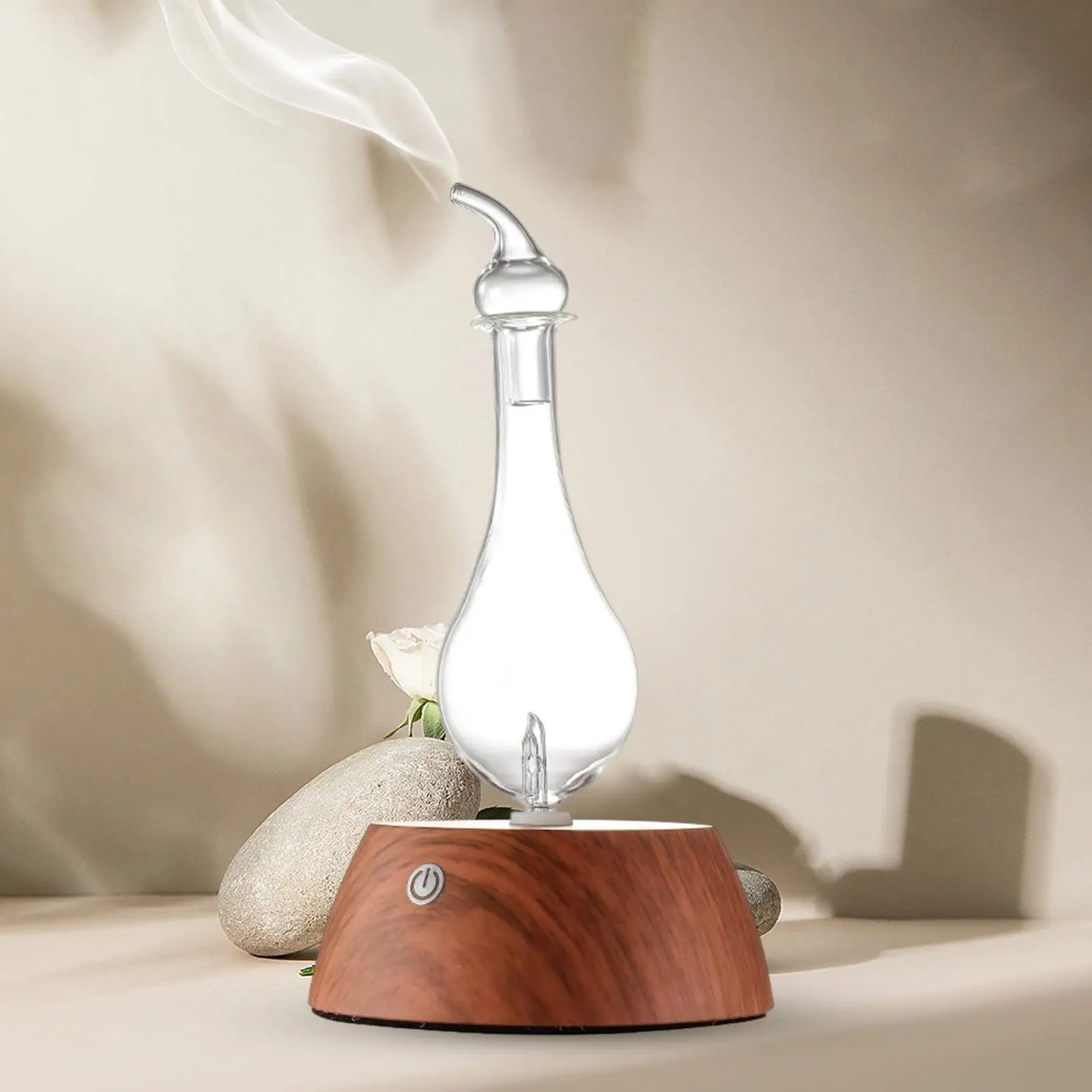 Essential Oil Diffuser Natural Wood Base Auto Shut Off with Night Light Cold Spray Nebulizing Machine Aroma Diffuser for Yoga