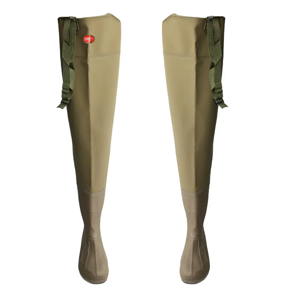 1 Pair PVC Hip Waders Cleated Sole Boots Fishing Wading Pants Hunting Waders