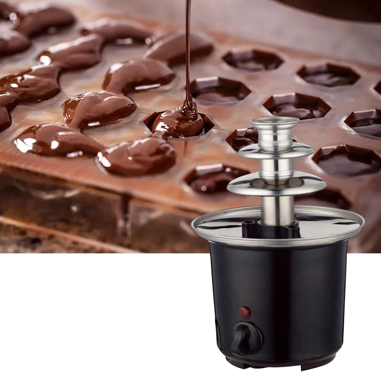 Mini Chocolate Fountain DIY Chocolate Melting with Heating Fondue Chocolate Waterfall Hotpot Machine