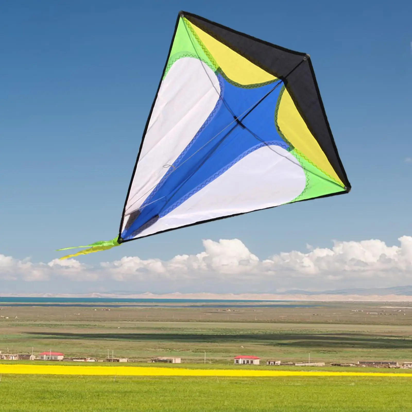 Rainbow Rhombus Kite Fly Kites Easy to Fly Easy to Assemble Durable with Tail Toys for Beginner Kids Adults Sports Trip