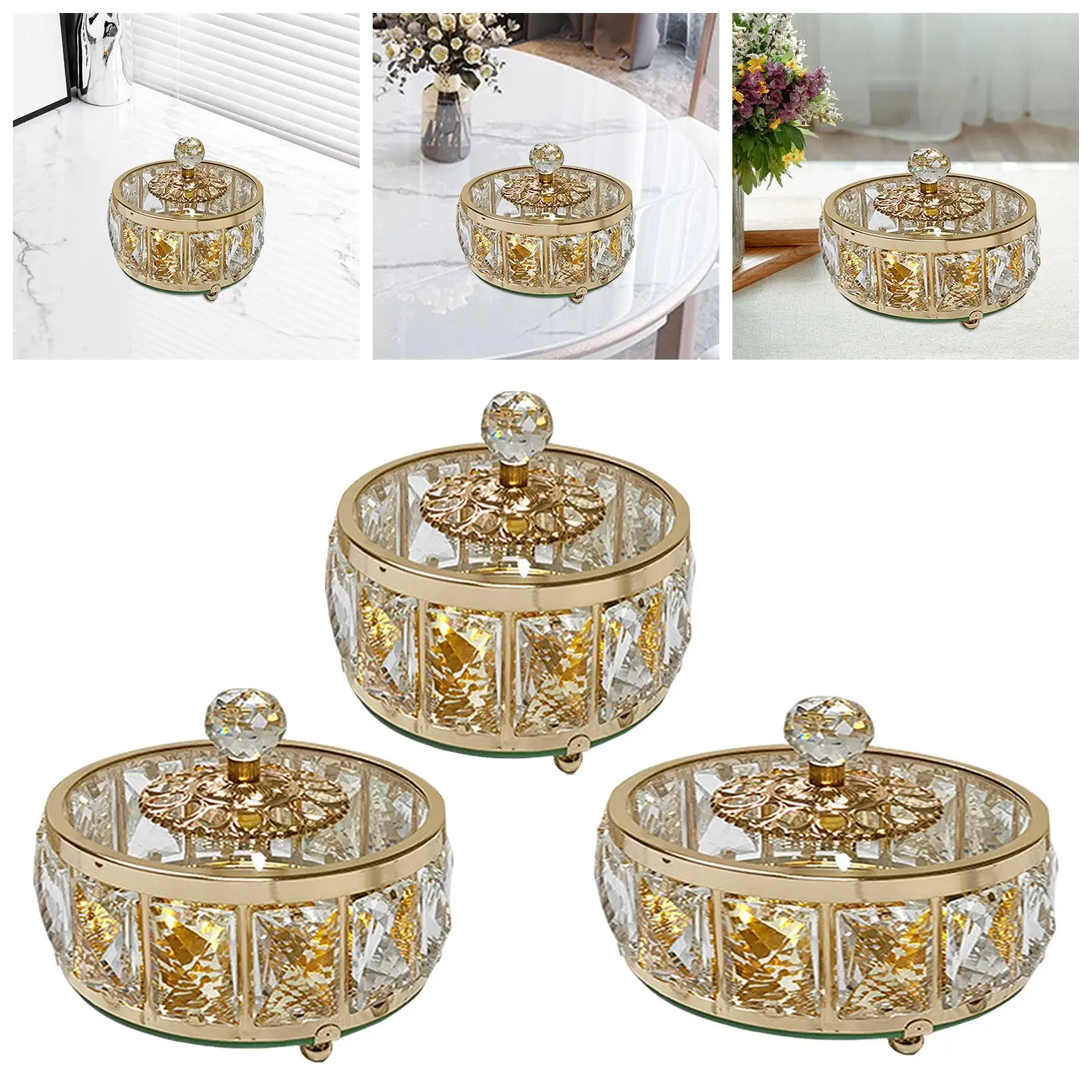 Jewelry Box Round Candy Box Storage Container for Family Dinner Holiday Home