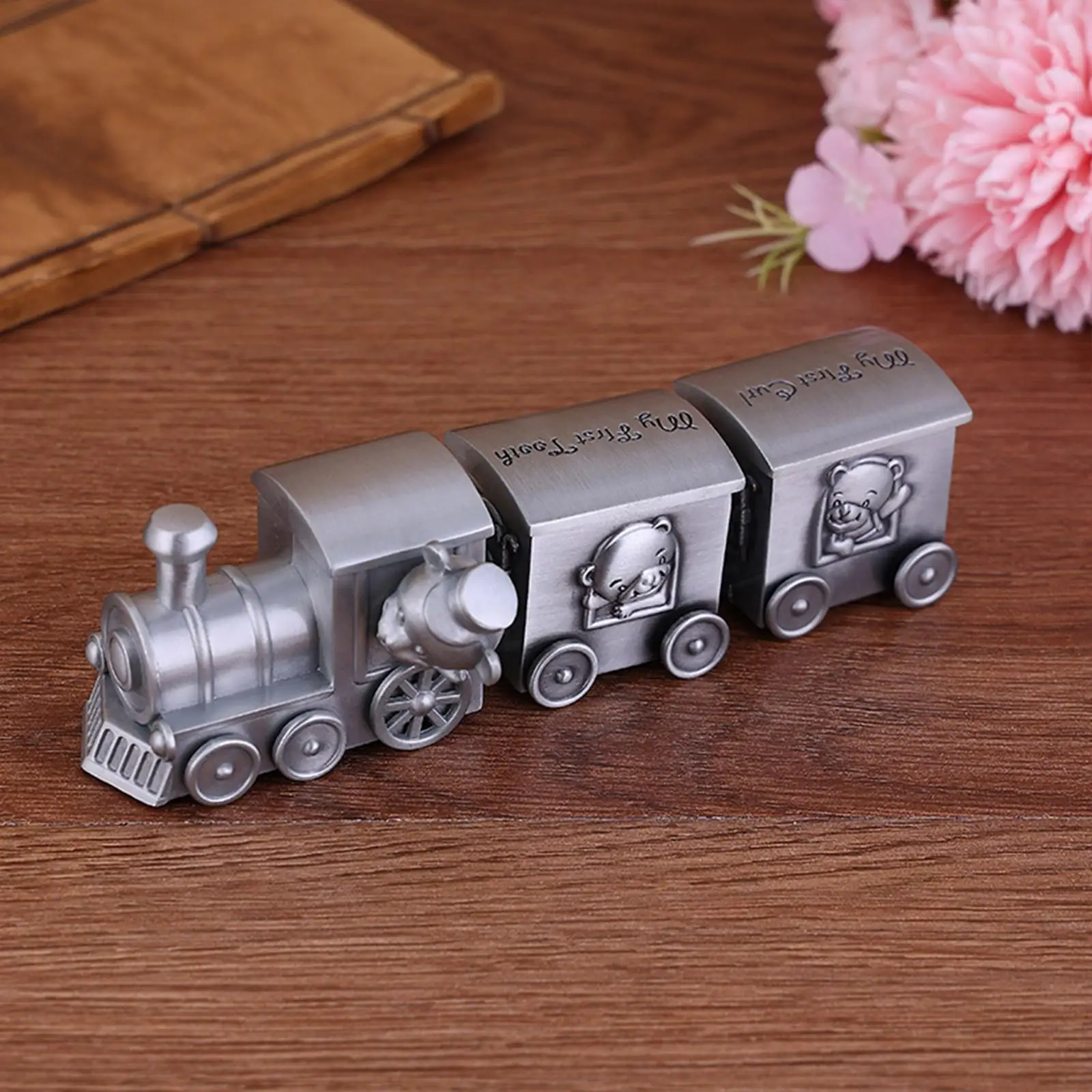 Train Tooth Holder Container Storage Childhood Memory Metal Organizer Baby Tooth Fairy Container for Birthday Gift Baby Shower