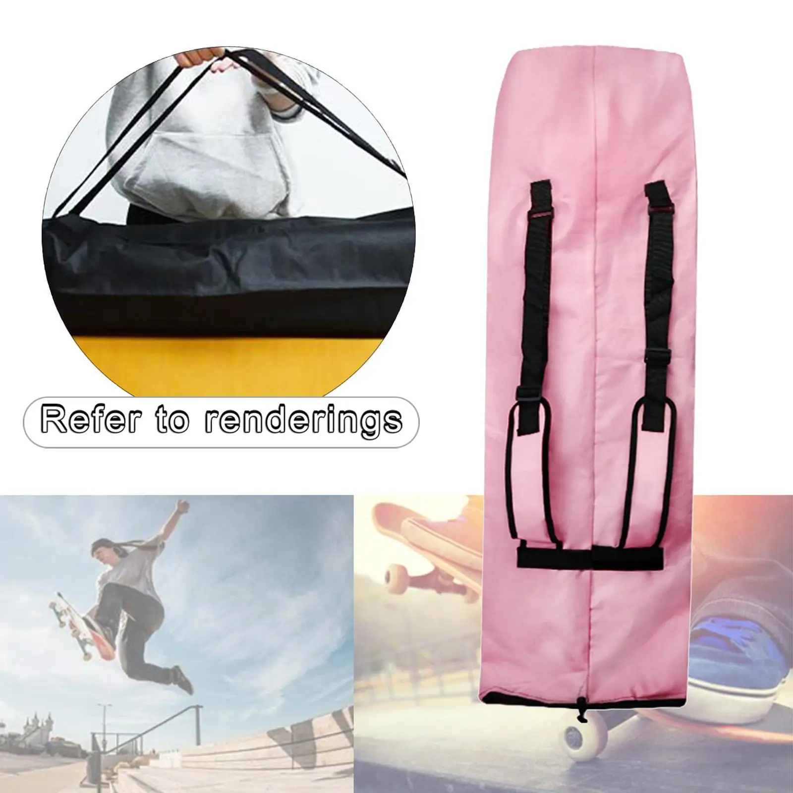 Skateboard Backpack Bag with Adjustable 2 Shoulder Straps, Foldable Waterproof