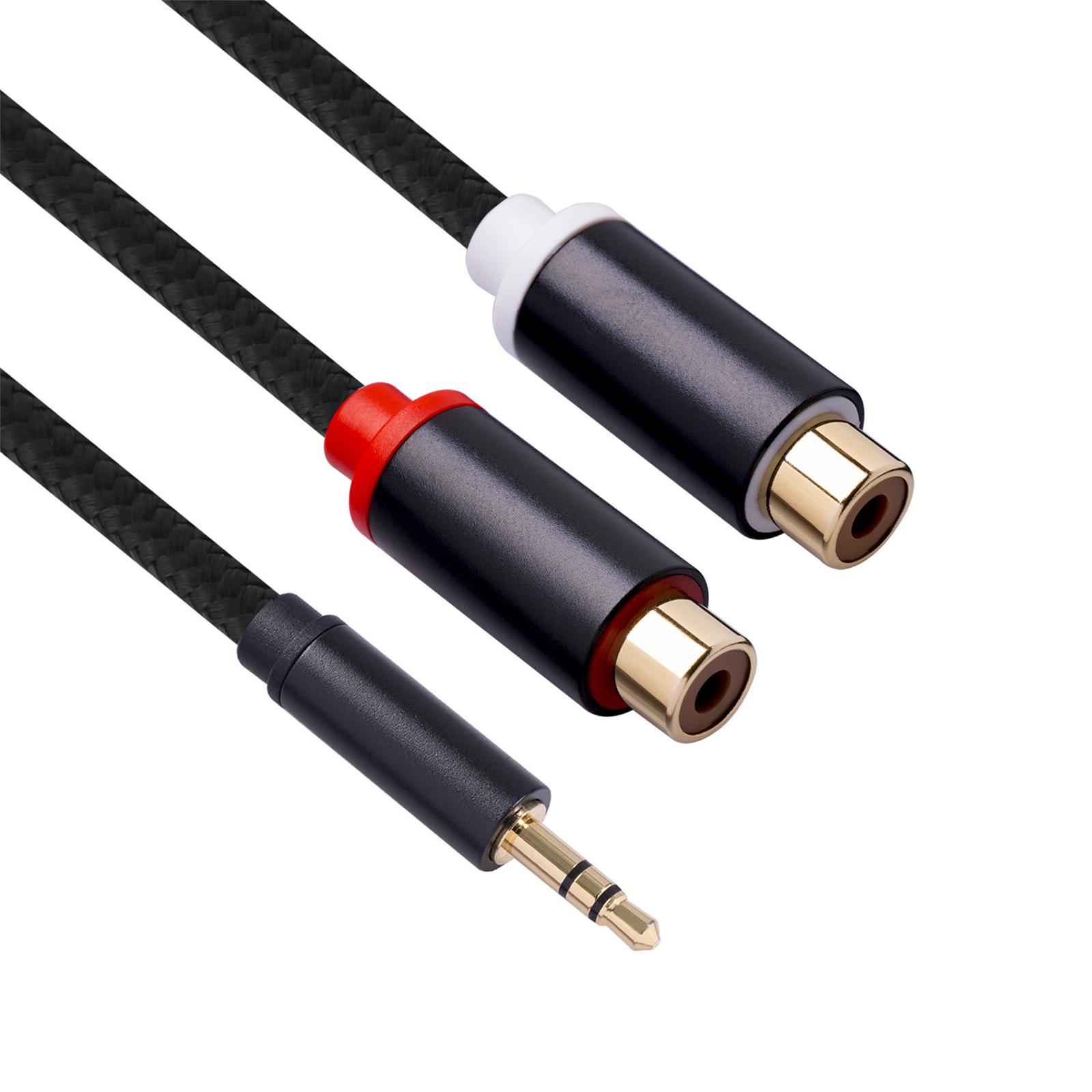 12 inch Stereo Audio Cable Plug and Play Aluminum Foil Braided Gold Plated Y Splitter Connector Jack Cord for Home Theater MP3