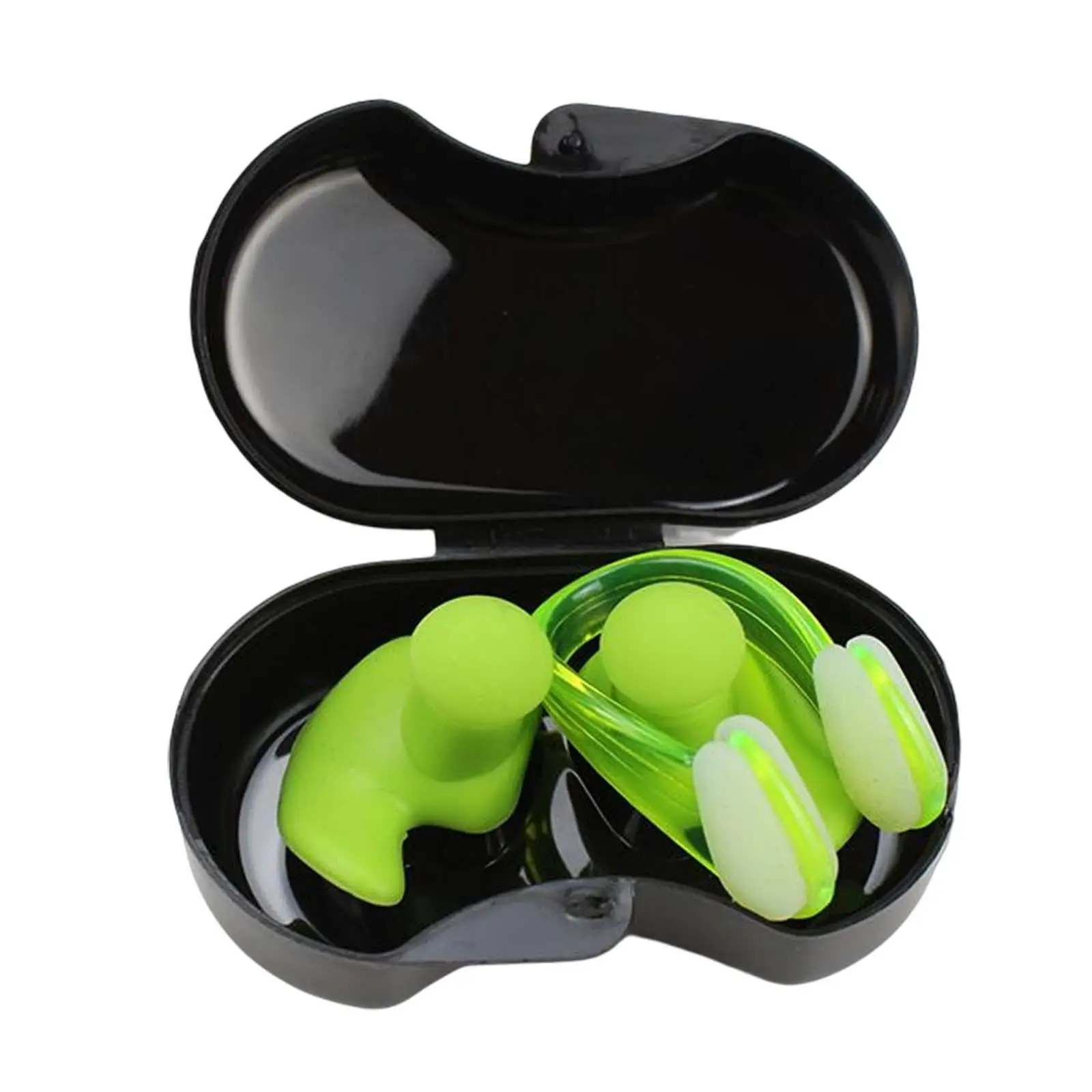 Swimming Ear Plug and Nose Clip Set Reusable Training with Storage Box Adult