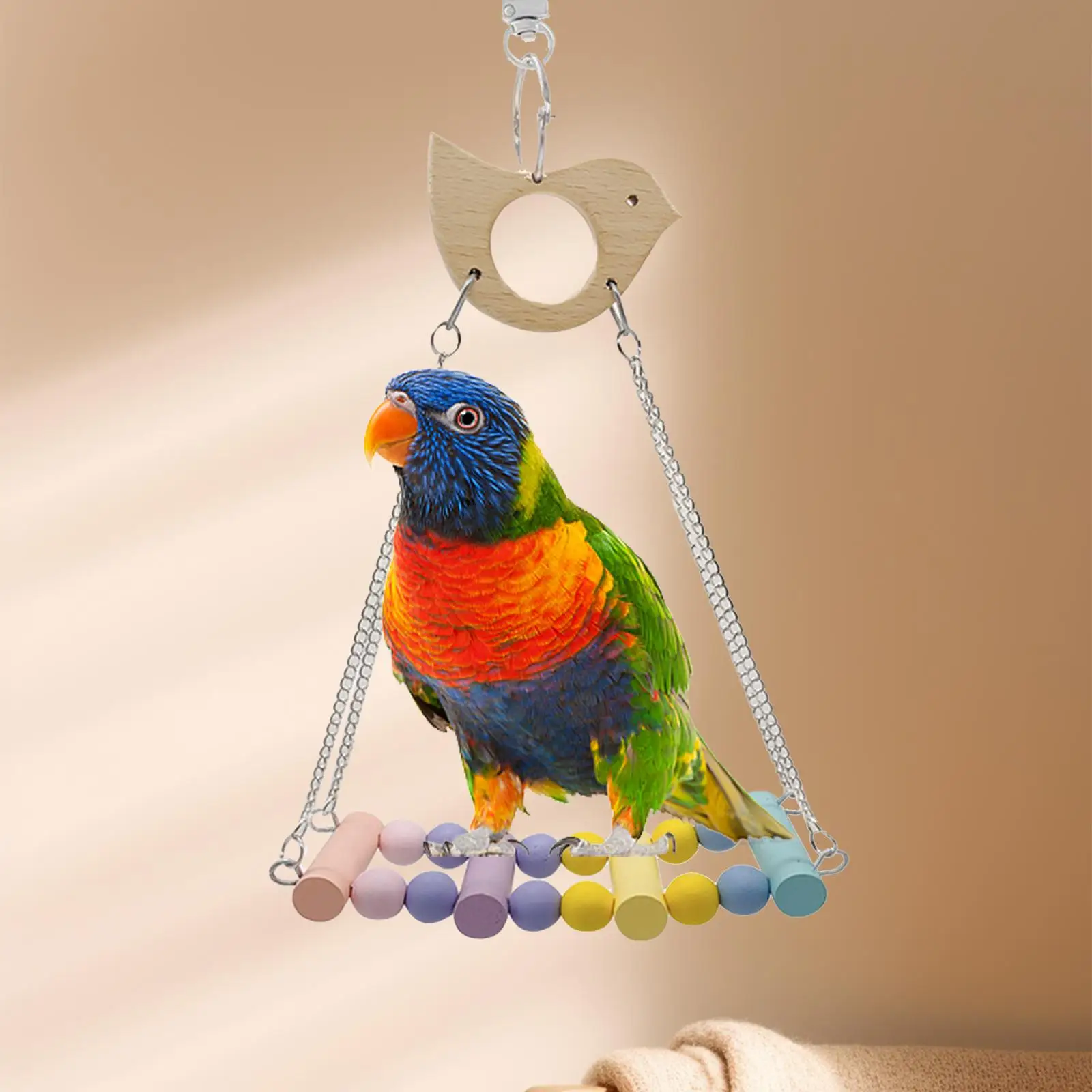 Bird Swing Toys Climbing Indoor Outdoor Bird Stands Parrot Perch Toy Wooden Parrots Stand for Medium Small Large Parrot Finches