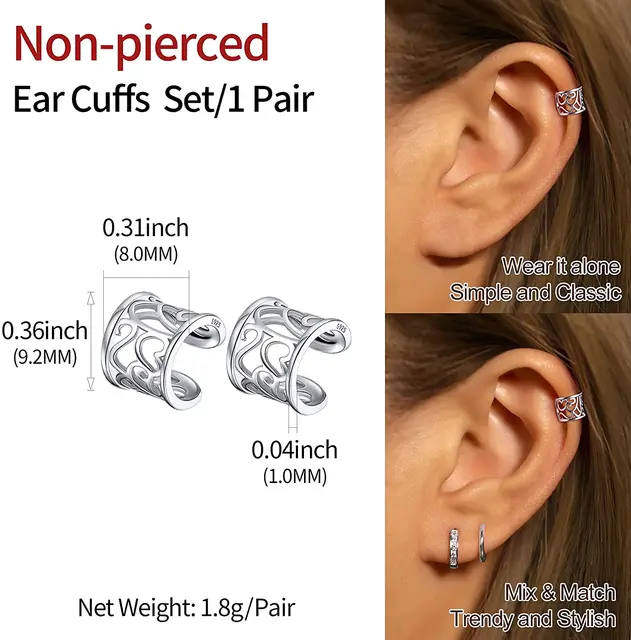 Silver Ear Cuff Non Piercing Ear Cuff Cartilage Cuff Minimalist Earrings —  Discovered