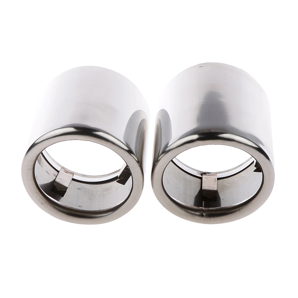 2x Stainless Steel Resonated Slant Cut  Exhaust Tips for 2009-2015  A4 (Silver)