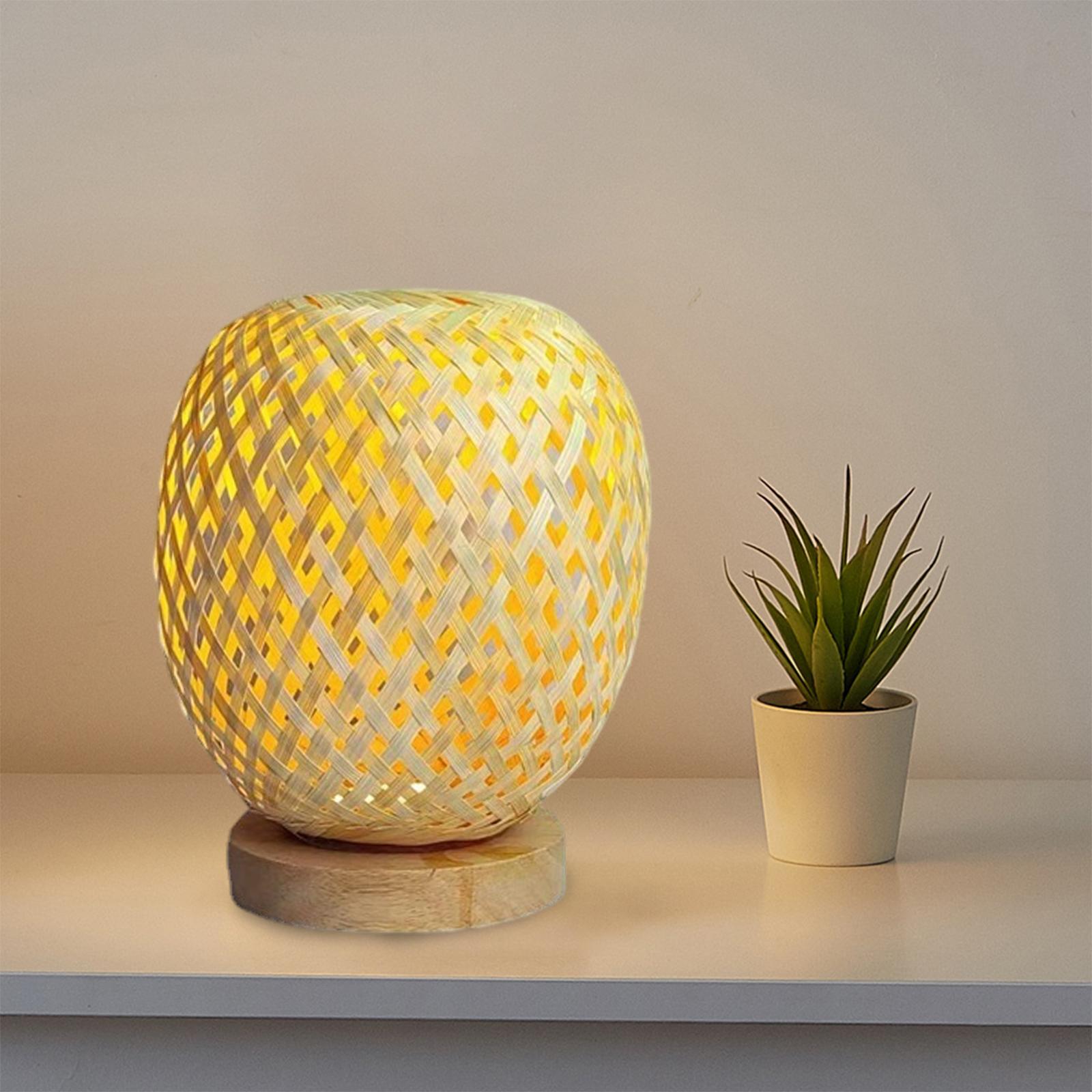 Unique Bamboo Table Lamps Bedroom Bedside Night Light Desk Lamp for Bedroom Cafe