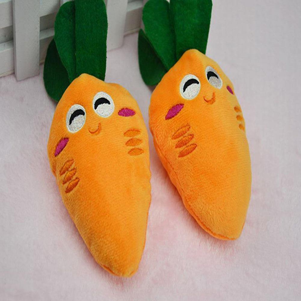 Haustier Puppe Karotte Form Kauen Spielzeug Für Hunde Welpen Quietsche Knochen Molaren Hund Helle-farbige Elastische Plüsch Haustier quietscher Puppe Für Zuhause – Detail 6