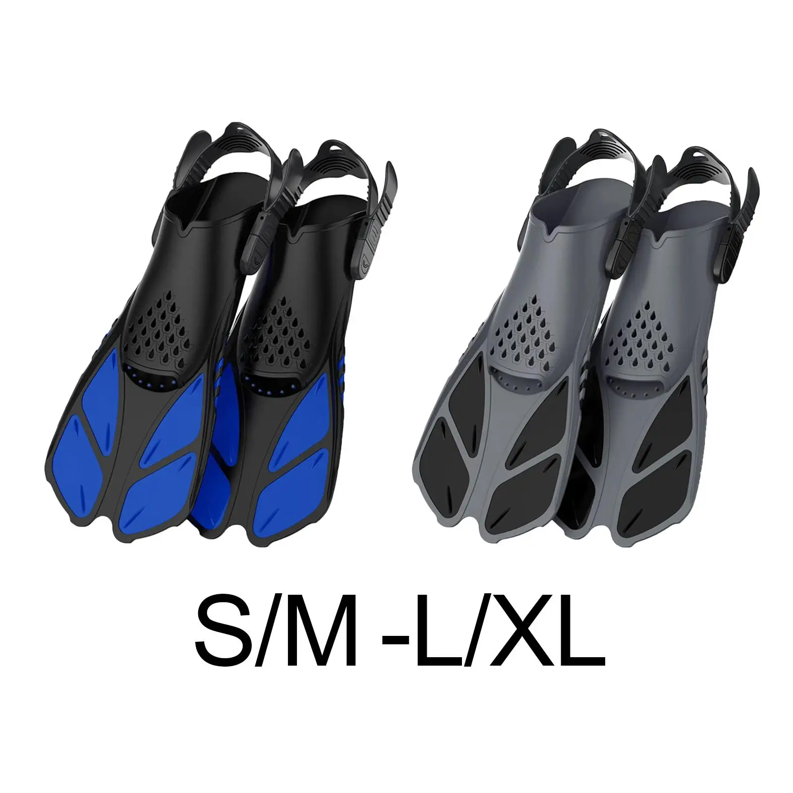 2x Flexible Swimming Flippers Swim Open Heel Professional Feet Shoe for Water Sports Snorkeling Adults Women Men Beginners