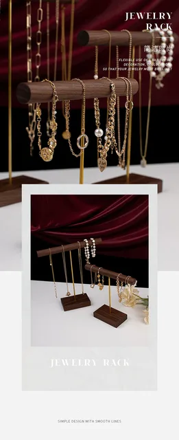 Walnut Necklace Jewelry Organizer Bracelet Hanging Holder