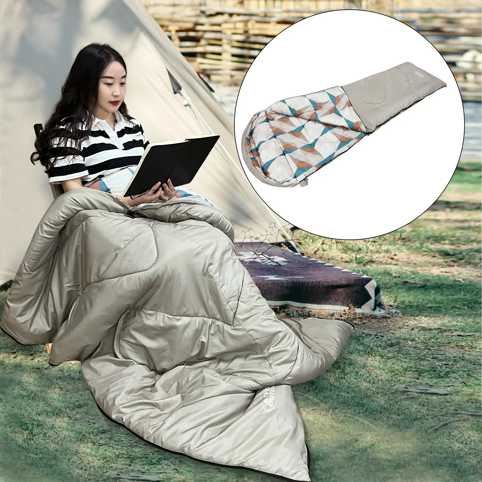 Envelope Sleeping Bag Warm Padded bag for Outdoor Camping Cool Weather